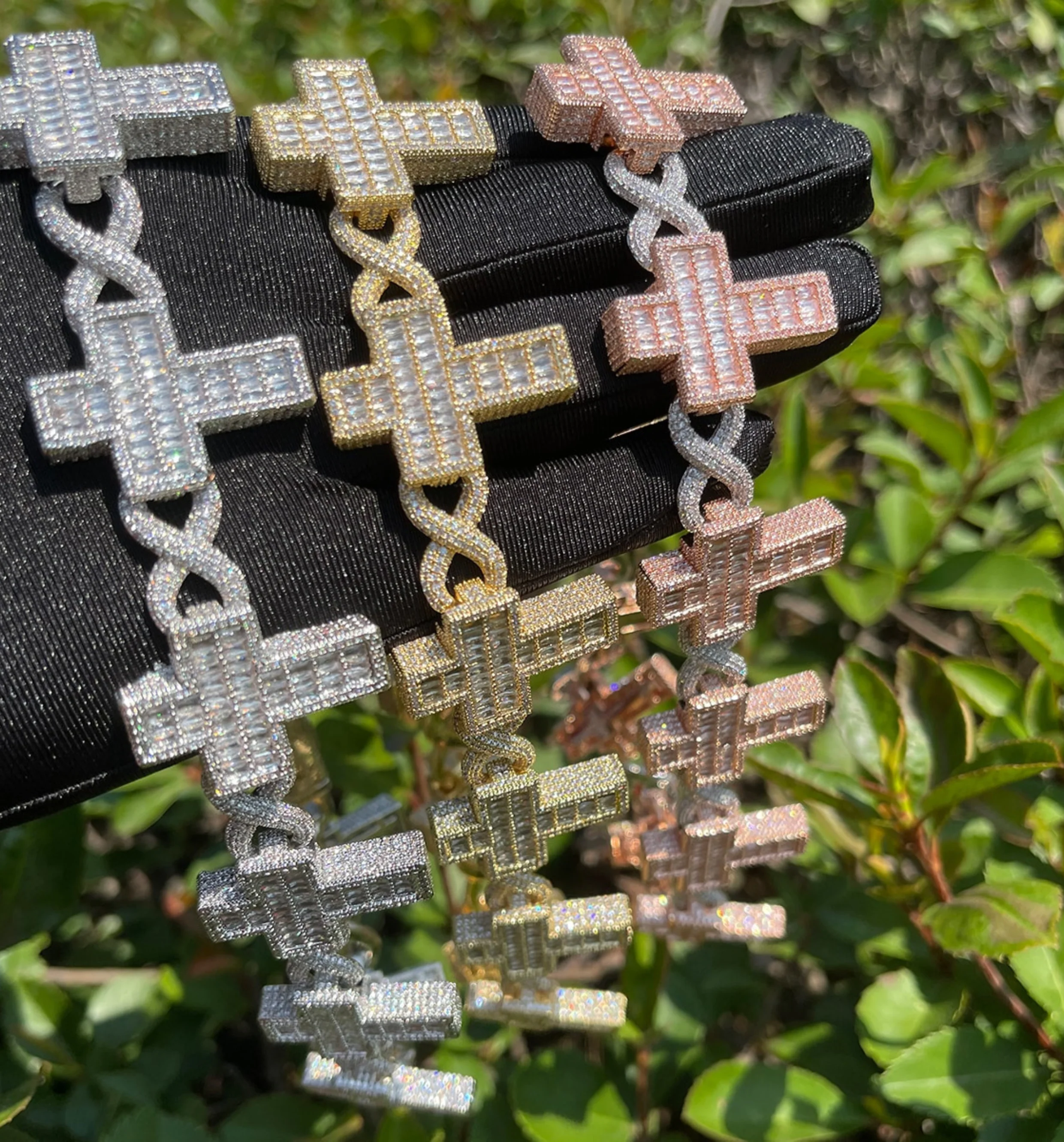 14mm Cross Infinity Link Iced Out Diamond Necklace Chain - Image 7