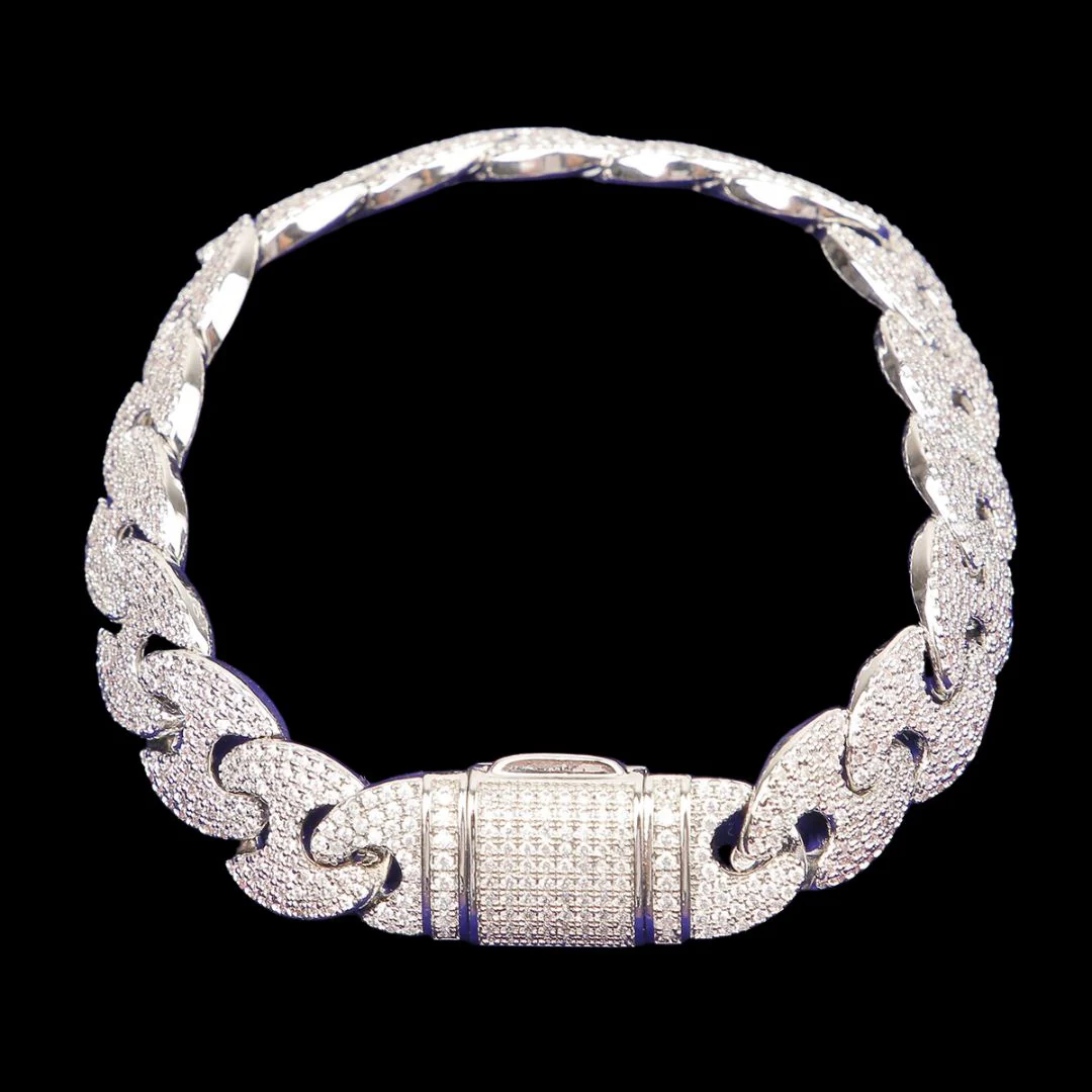 14MM Cuban Link Iced Out Diamond Necklace Bracelet Set - Image 3
