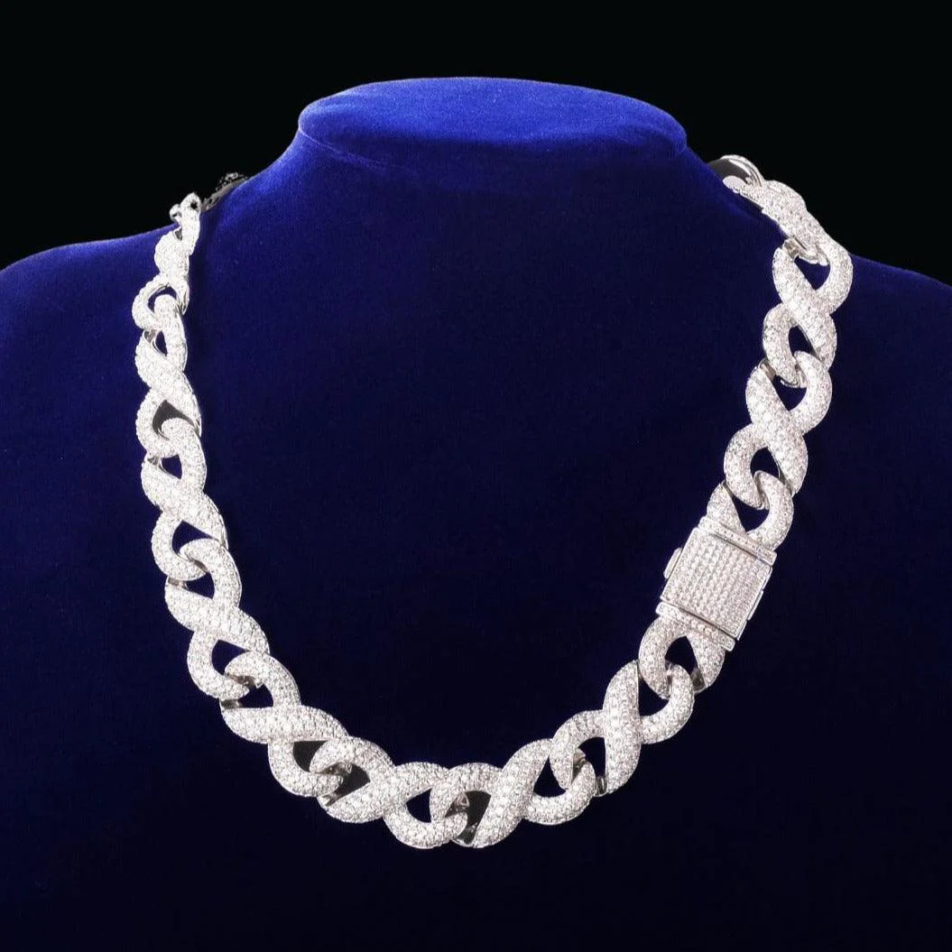 15mm Infinity Cuban Link Iced Out Diamond Necklace Chain - Image 4