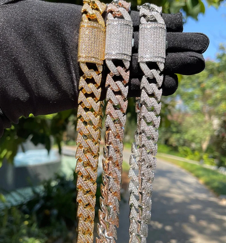 15MM Lightning Link Iced Out Diamond Necklace Chain - Image 3