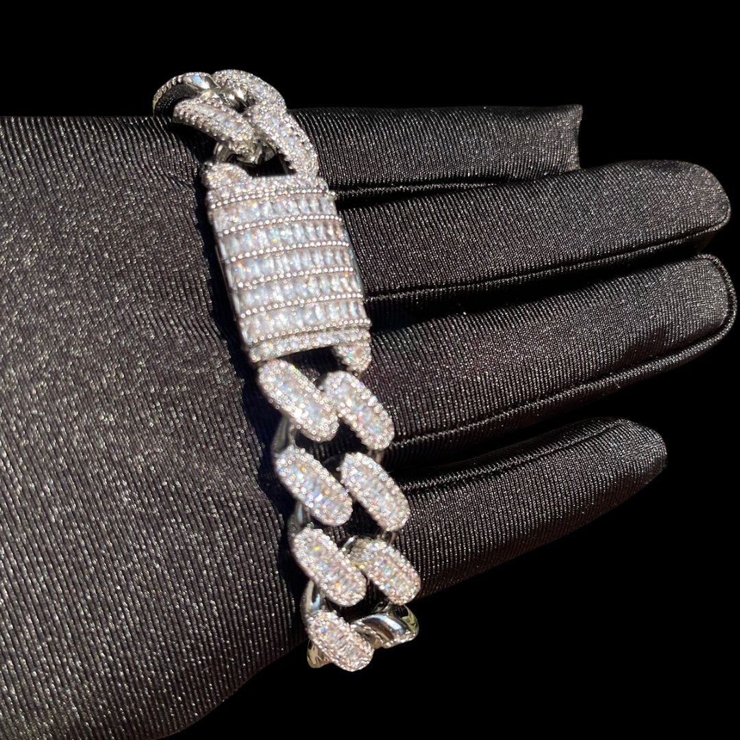 15MM Stones and Baguette Special Link Iced Out Diamond Bracelet - Image 6