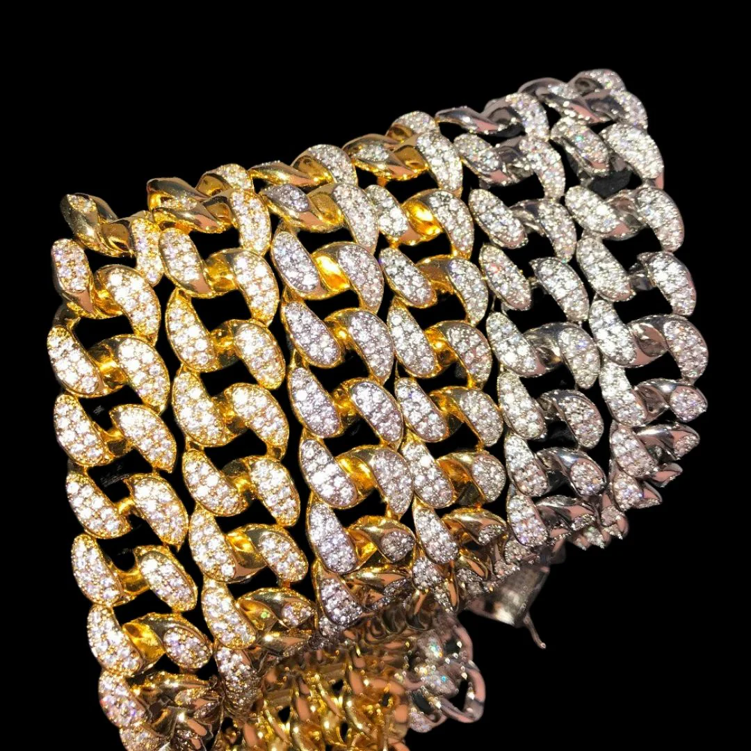 15MM VVS Chunky Miami Cuban Iced Out Diamond Necklace Bracelet Set - Image 7