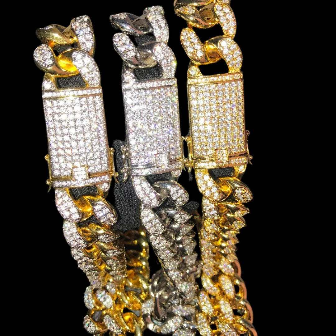 15MM VVS Chunky Miami Cuban Iced Out Diamond Necklace Bracelet Set - Image 8