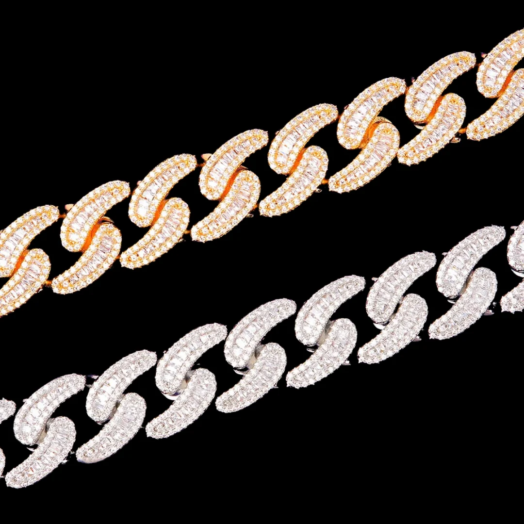 18MM Baguette and Tennis Link Iced Out Diamond Necklace Chain - Image 4