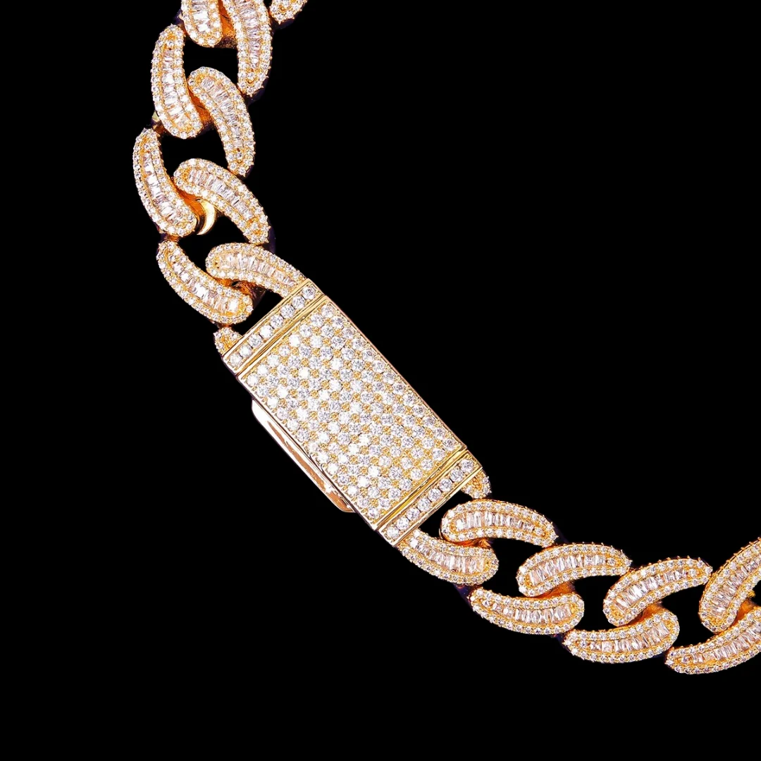 18MM Baguette and Tennis Link Iced Out Diamond Necklace Chain - Image 6