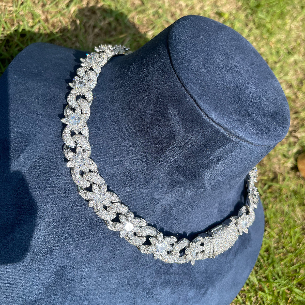 18MM Flower Cuban Iced Out Diamond Necklace Chain - Image 7