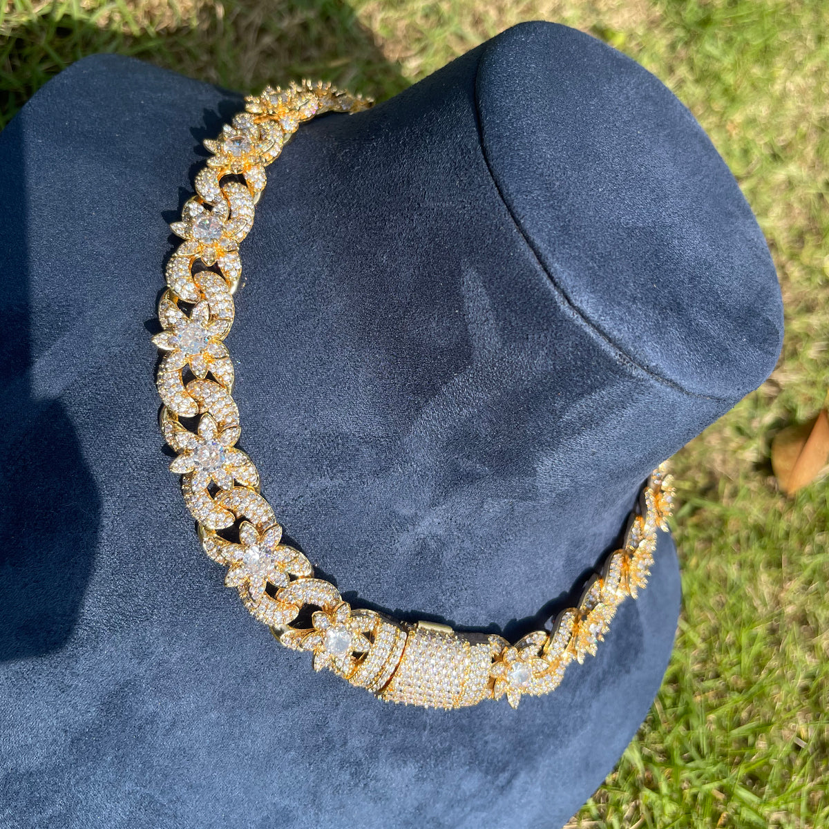 18MM Flower Cuban Iced Out Diamond Necklace Chain - Image 8