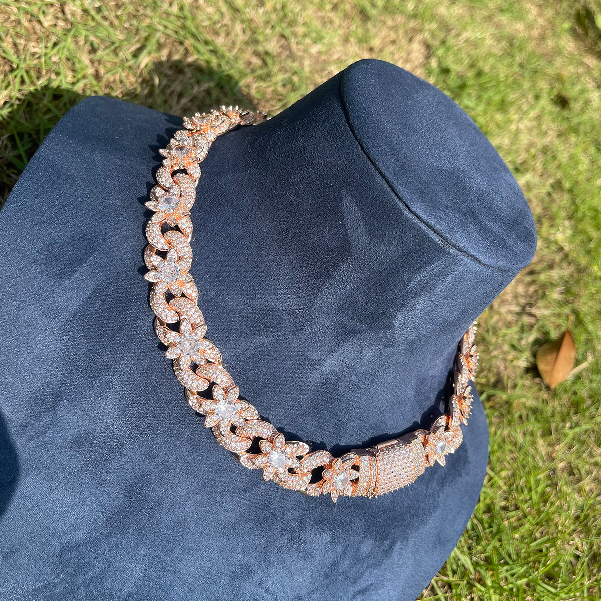 18MM Flower Cuban Iced Out Diamond Necklace Chain - Image 9