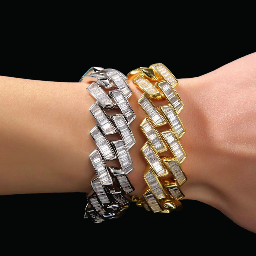 19MM Big Baguette Prong Cuban Iced Out Diamond Bracelet - Image 4
