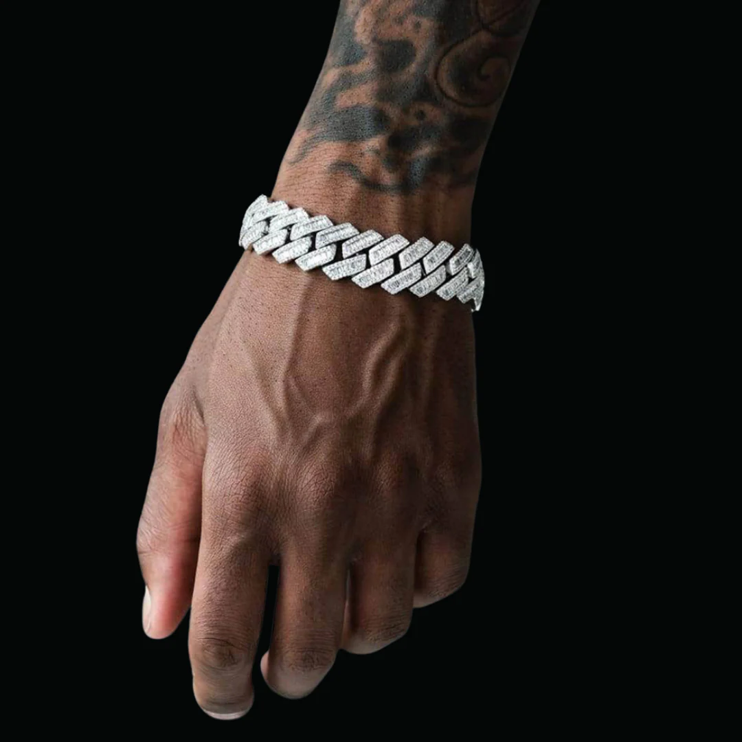 19MM Big Baguette Prong Cuban Iced Out Diamond Bracelet - Image 5