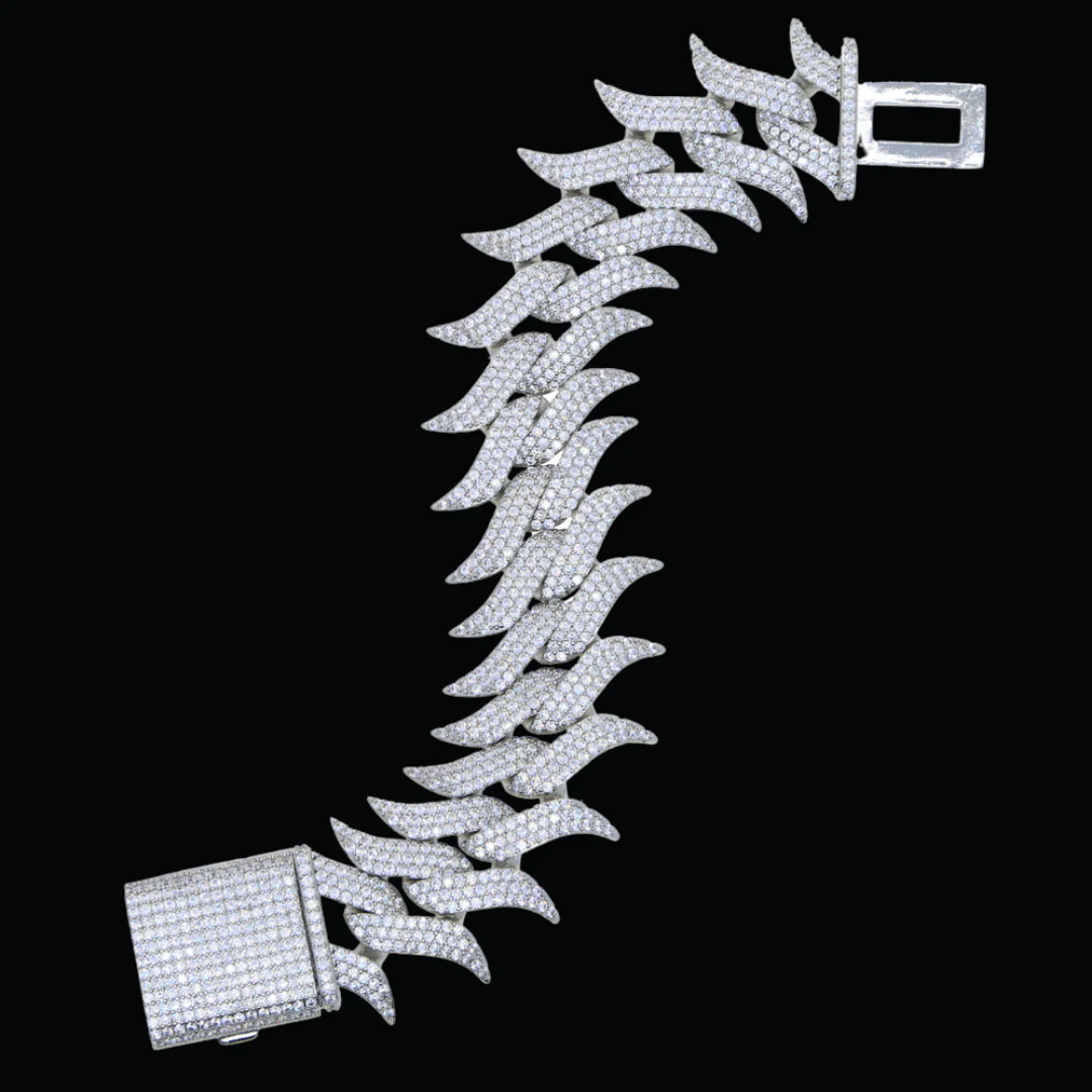 19MM Chunky Cuban Iced Out Diamond Bracelet - Image 7