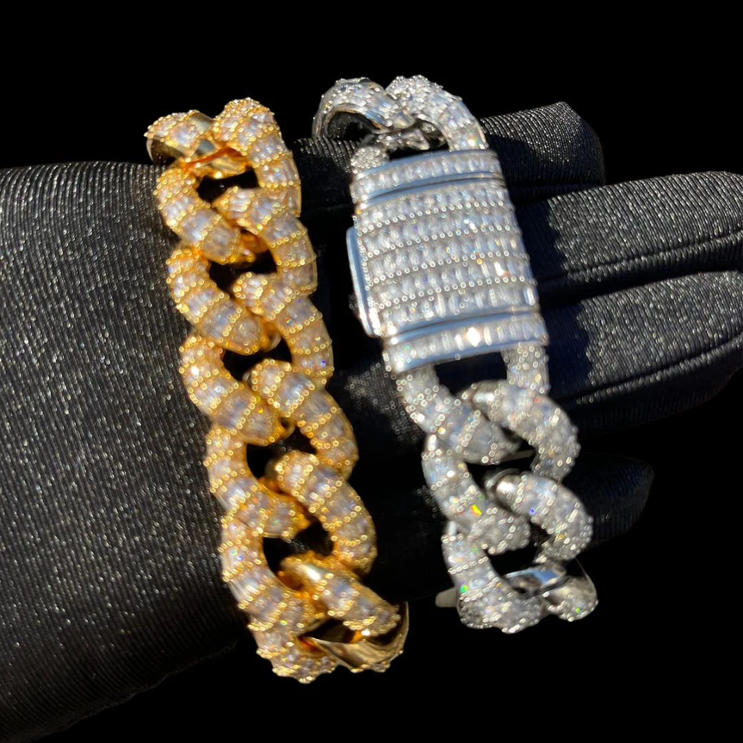 19MM Fully Baguette Cuban Link Iced Out Diamond Bracelet - Image 3