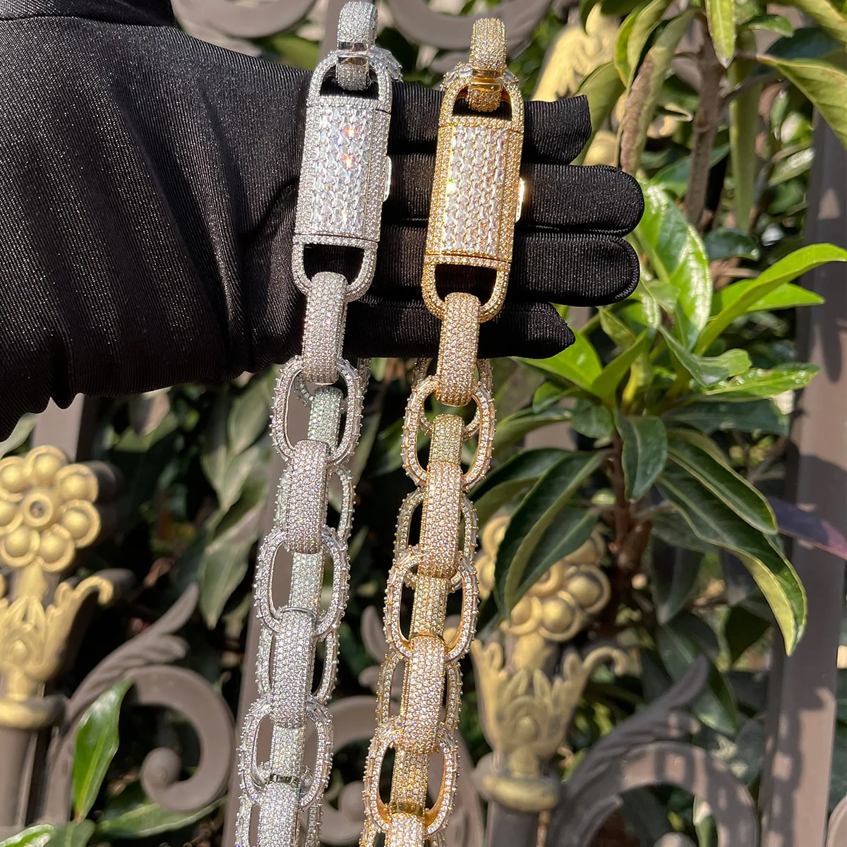 20MM Baguette and Stones Box Link Iced Out Diamond Necklace Chain - Image 4