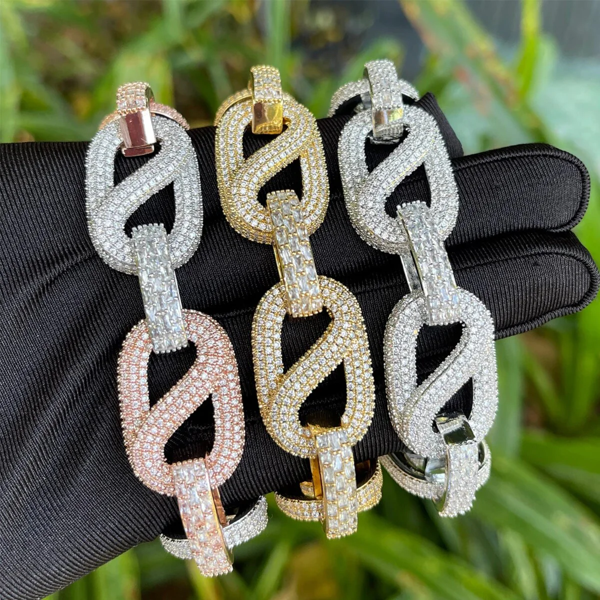 20MM Baguette and Stones Infinity Iced Out Diamond Bracelet - Image 3