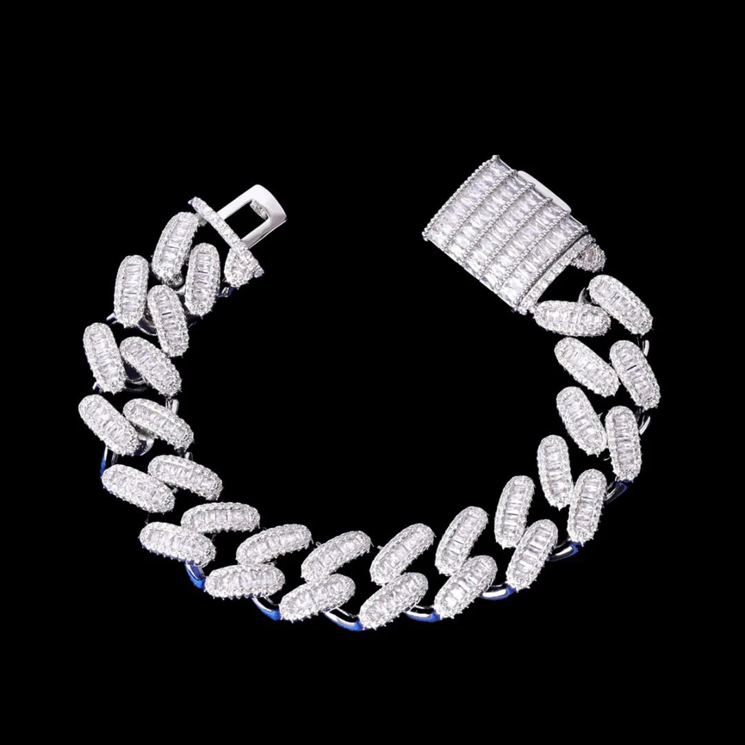 20MM Baguette Link Iced Out Diamond Necklace Bracelet Set - Image 10