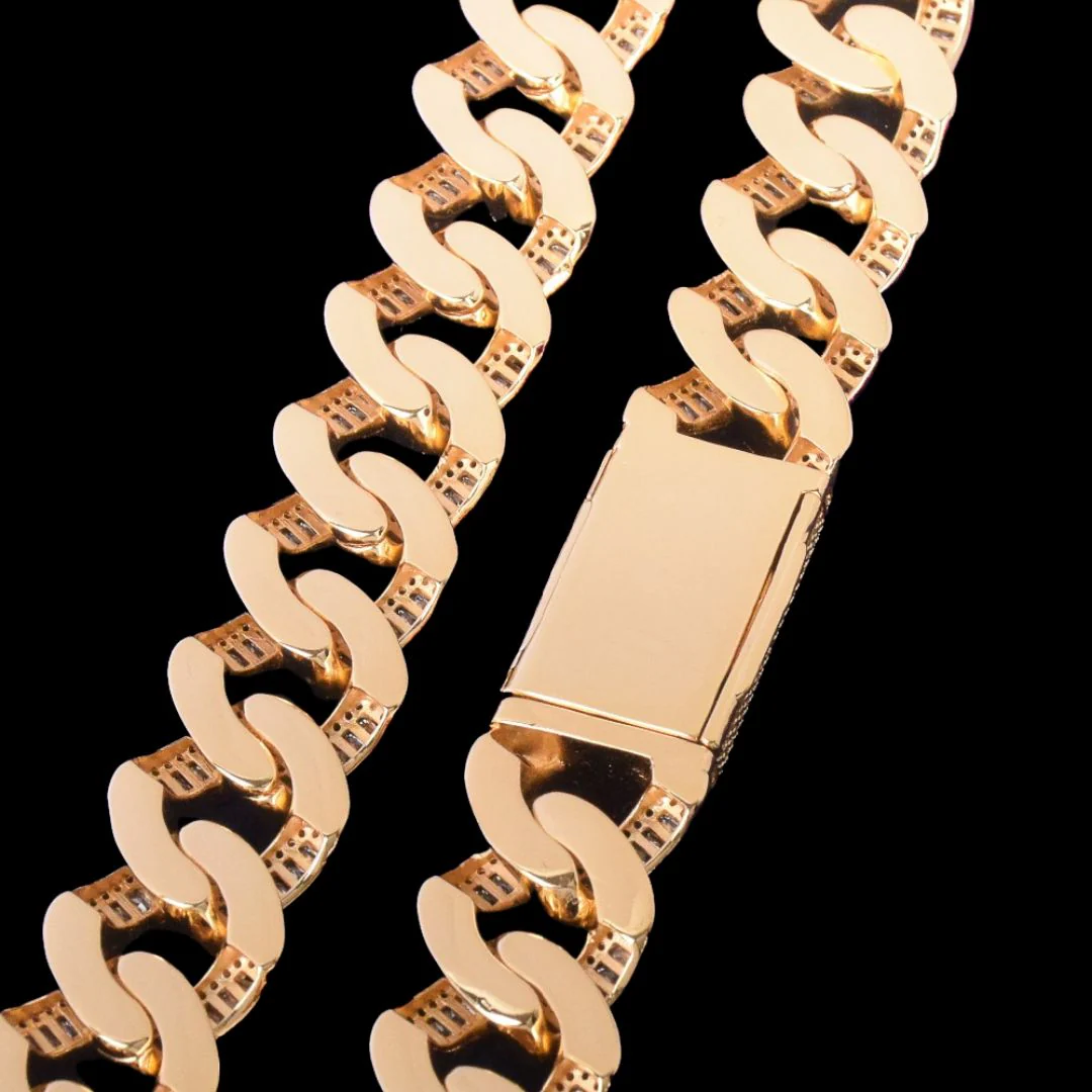 20MM Baguette Link Iced Out Diamond Necklace Bracelet Set - Image 7