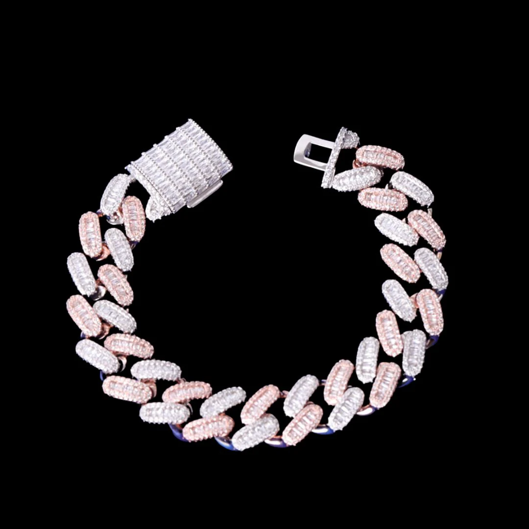 20MM Baguette Link Iced Out Diamond Necklace Bracelet Set - Image 9