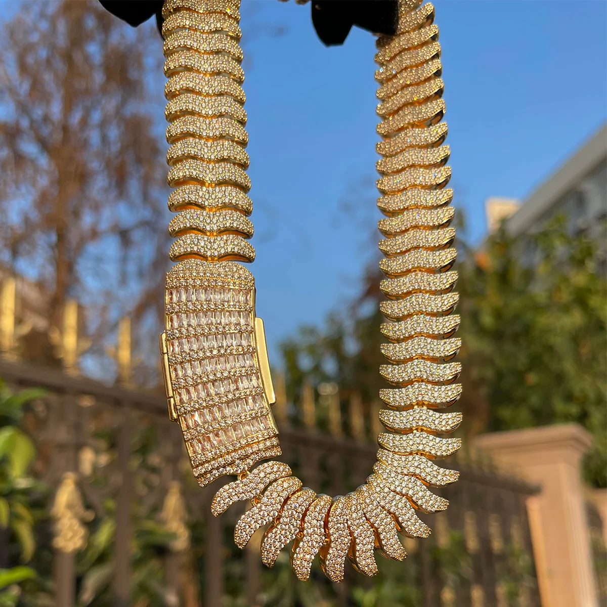 20MM Boomerang Link Iced Out Diamond Necklace Chain - Image 5