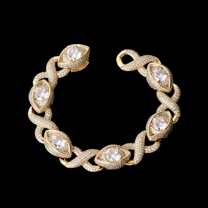 20MM Diamond Eyes Infinity Linked Iced Out Diamond Necklace Bracelet Set - Image 3
