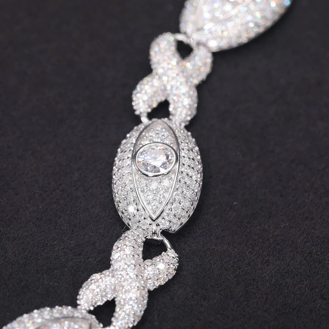 20MM Diamond Eyes Infinity Linked Iced Out Diamond Necklace Bracelet Set - Image 5