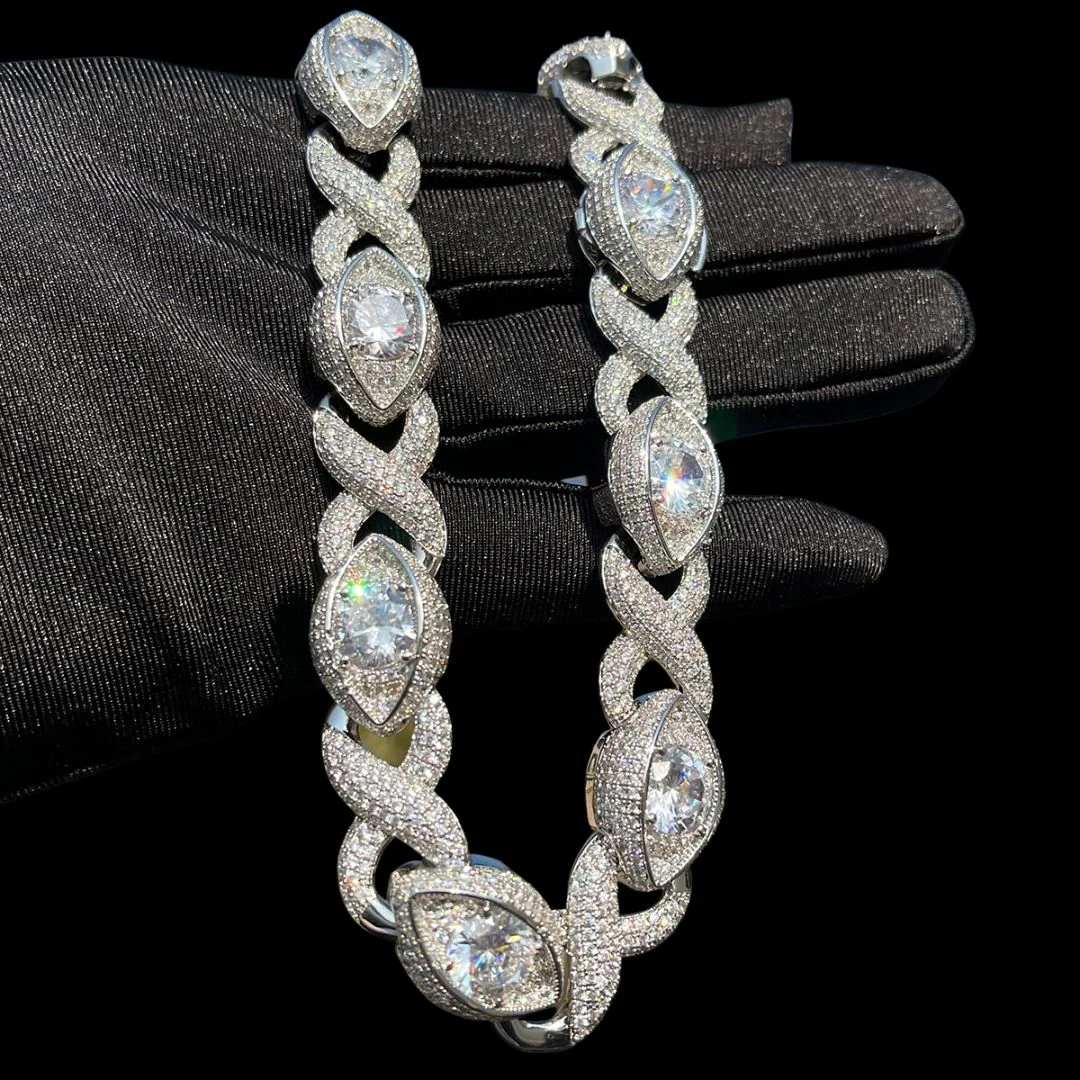 20MM Diamond Eyes Infinity Linked Iced Out Diamond Necklace Bracelet Set - Image 6