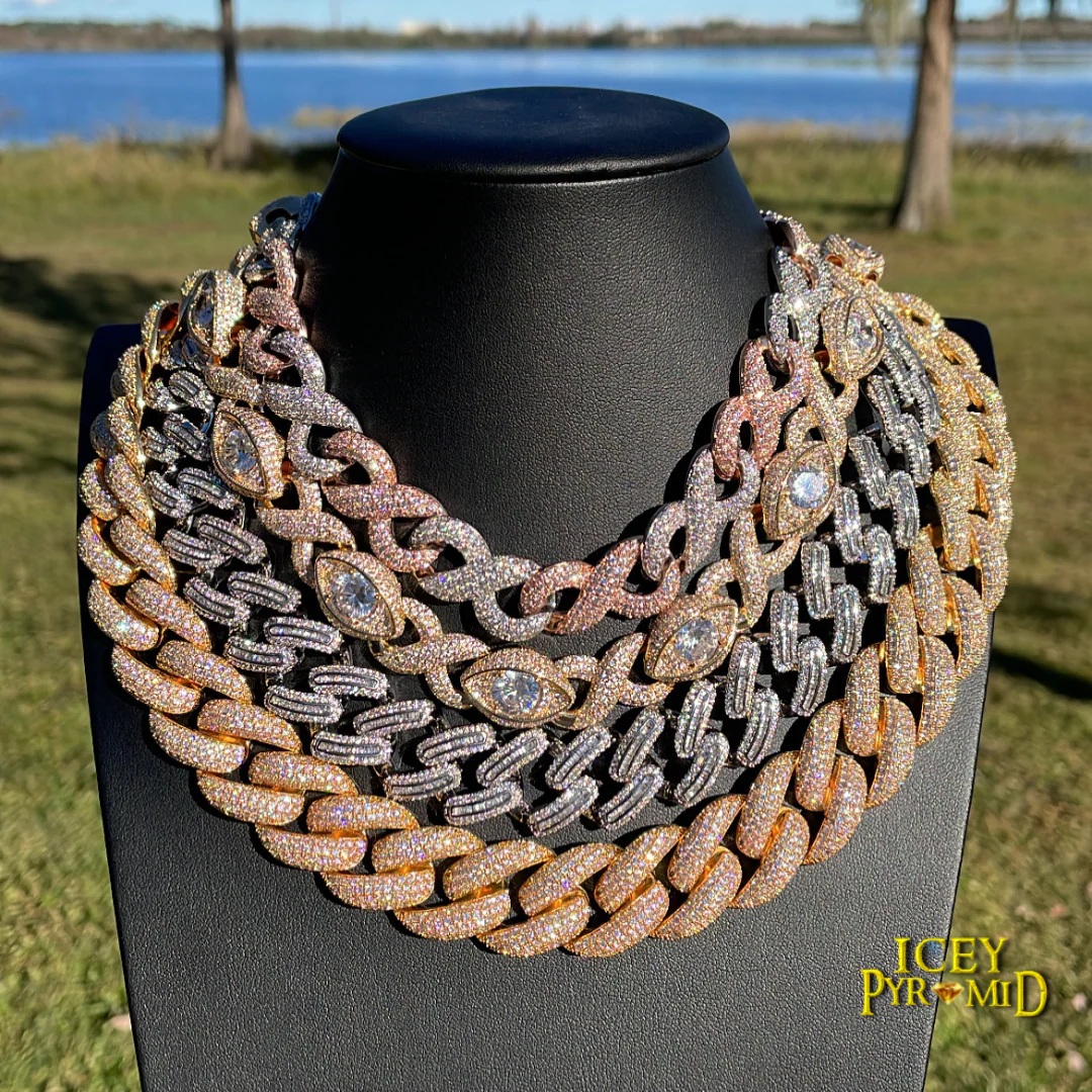 20MM Diamond Eyes Infinity Linked Iced Out Diamond Necklace Chain - Image 2