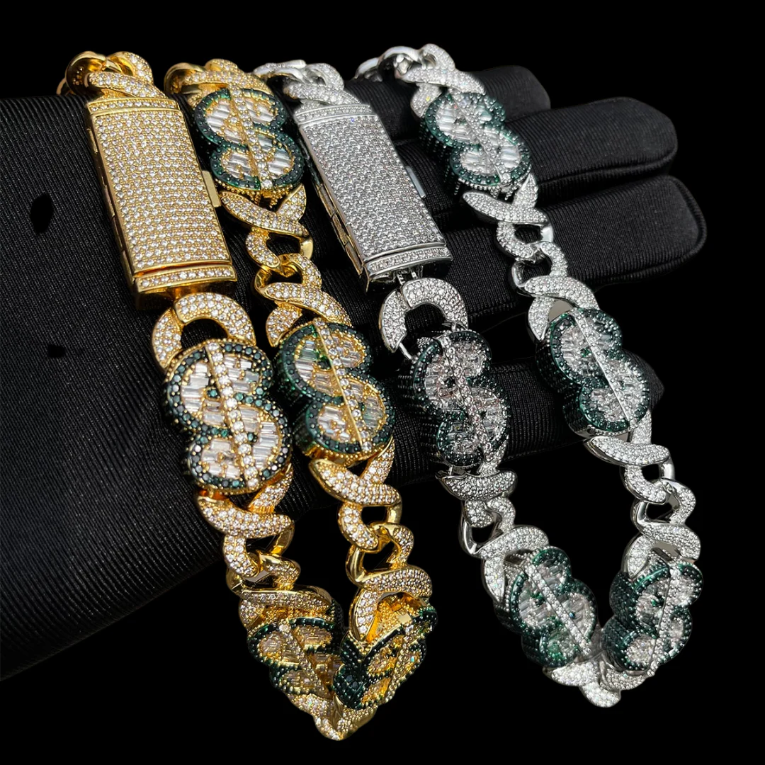 20MM Dollar Sign Link Iced Out Diamond Necklace Chain - Image 4