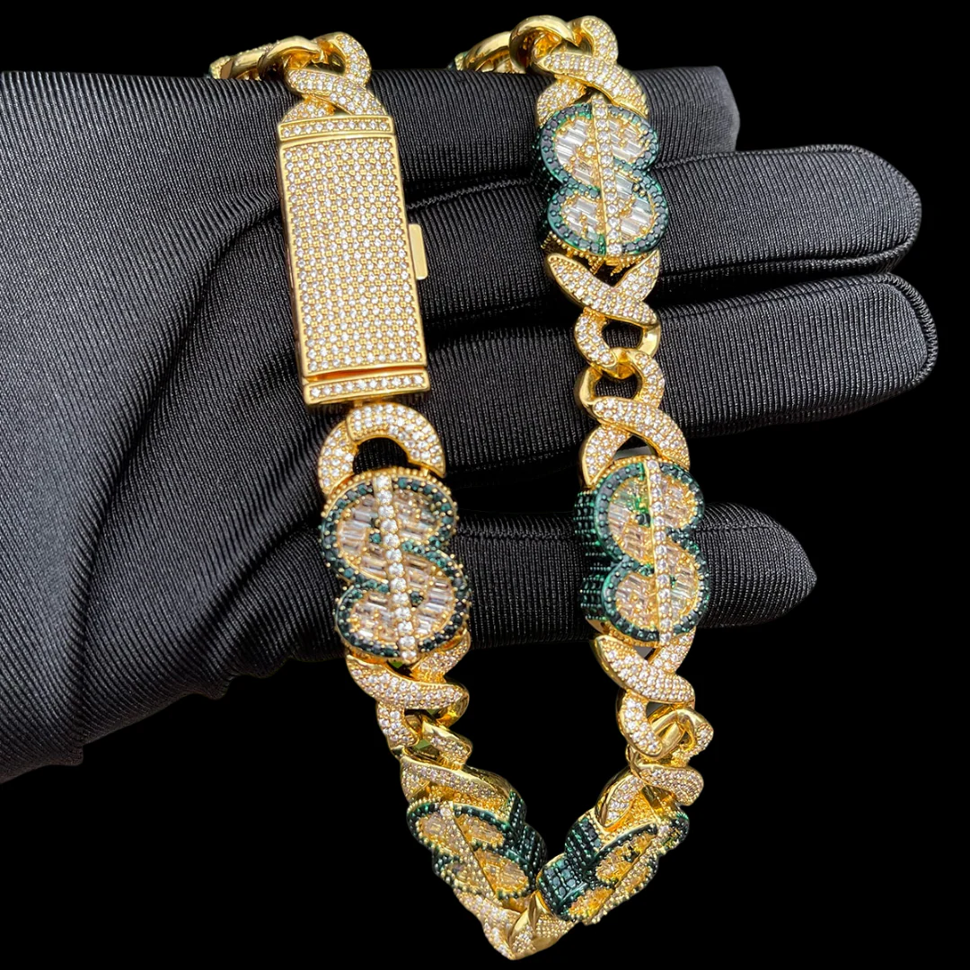 20MM Dollar Sign Link Iced Out Diamond Necklace Chain - Image 6