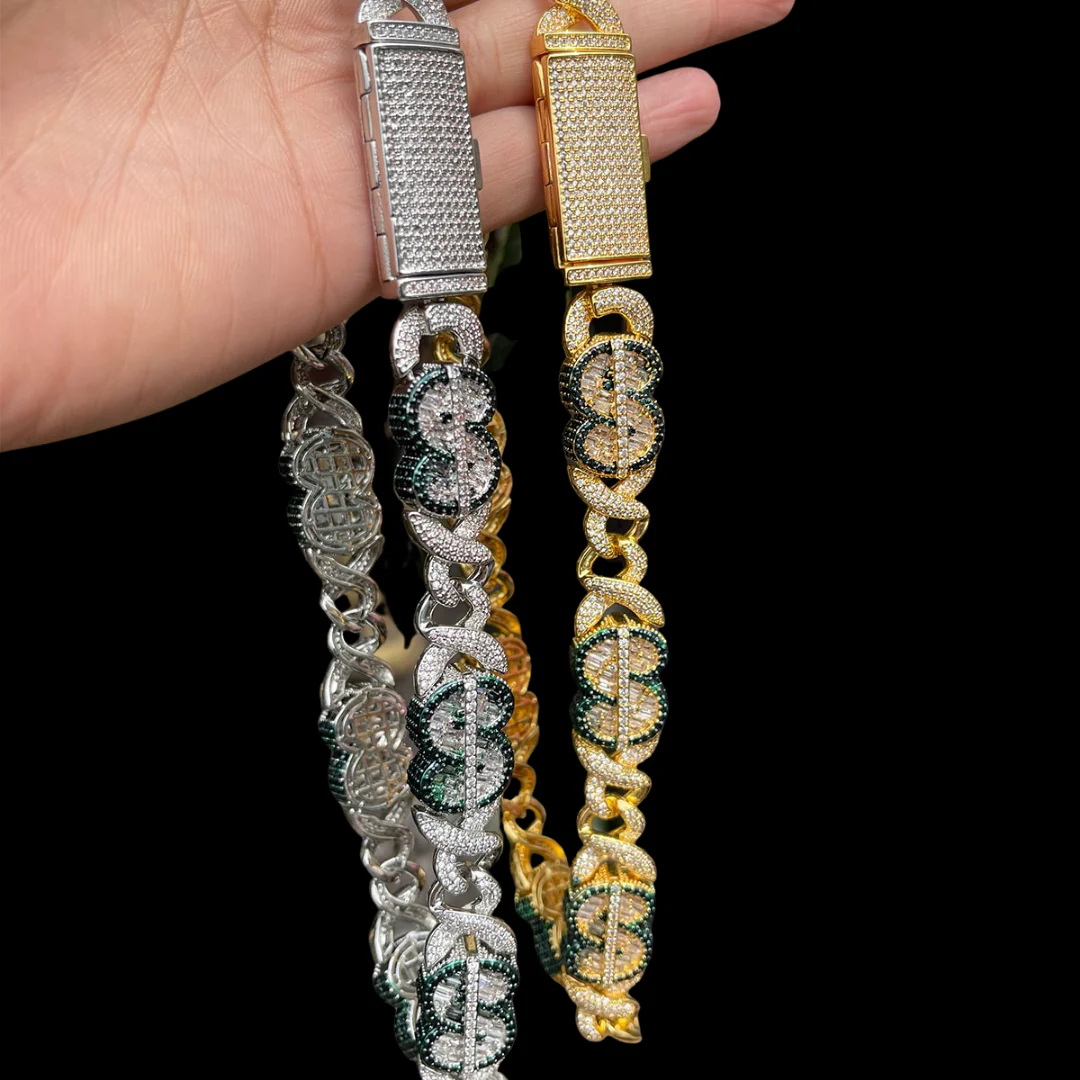 20MM Dollar Sign Link Iced Out Diamond Necklace Chain - Image 7