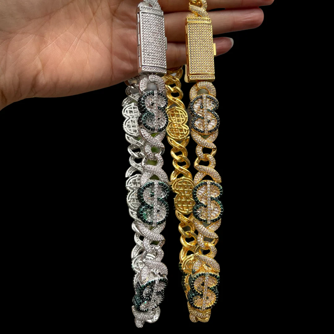 20MM Dollar Sign Link Iced Out Diamond Necklace Chain - Image 8