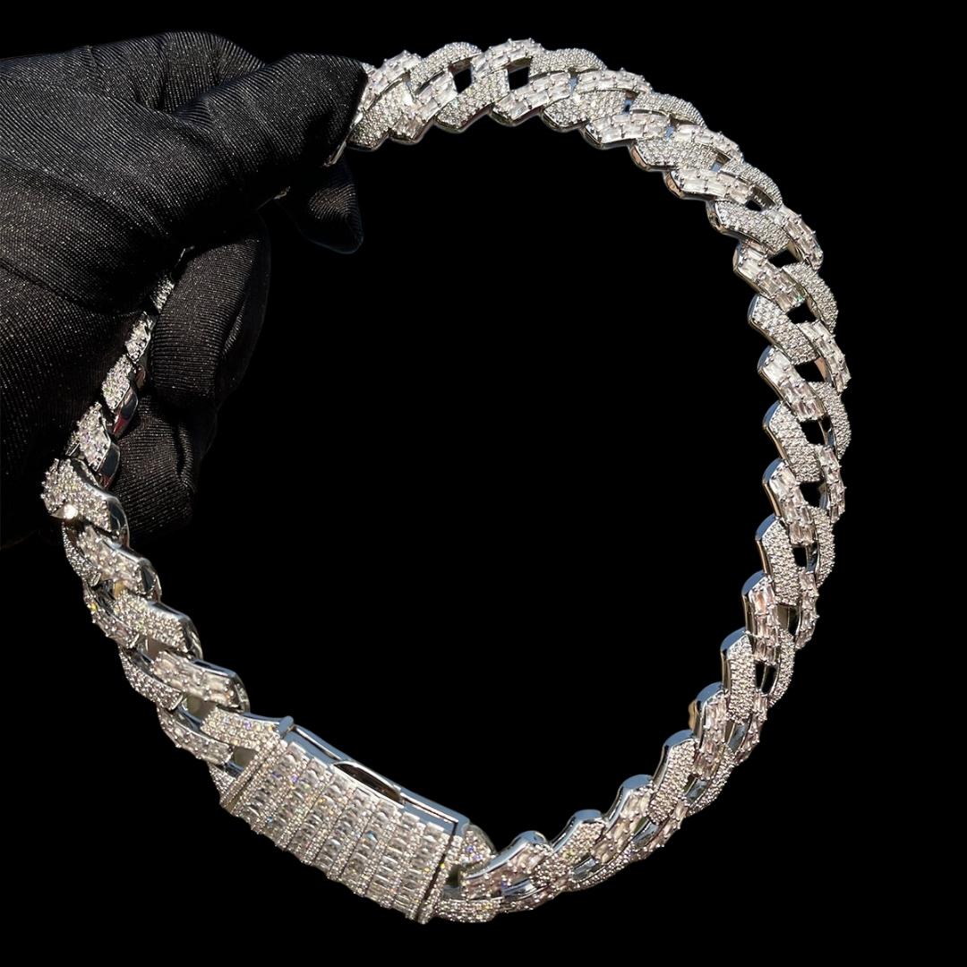 20MM Duo Stones Baguette Clasp Iced Out Diamond Necklace Chain - Image 4