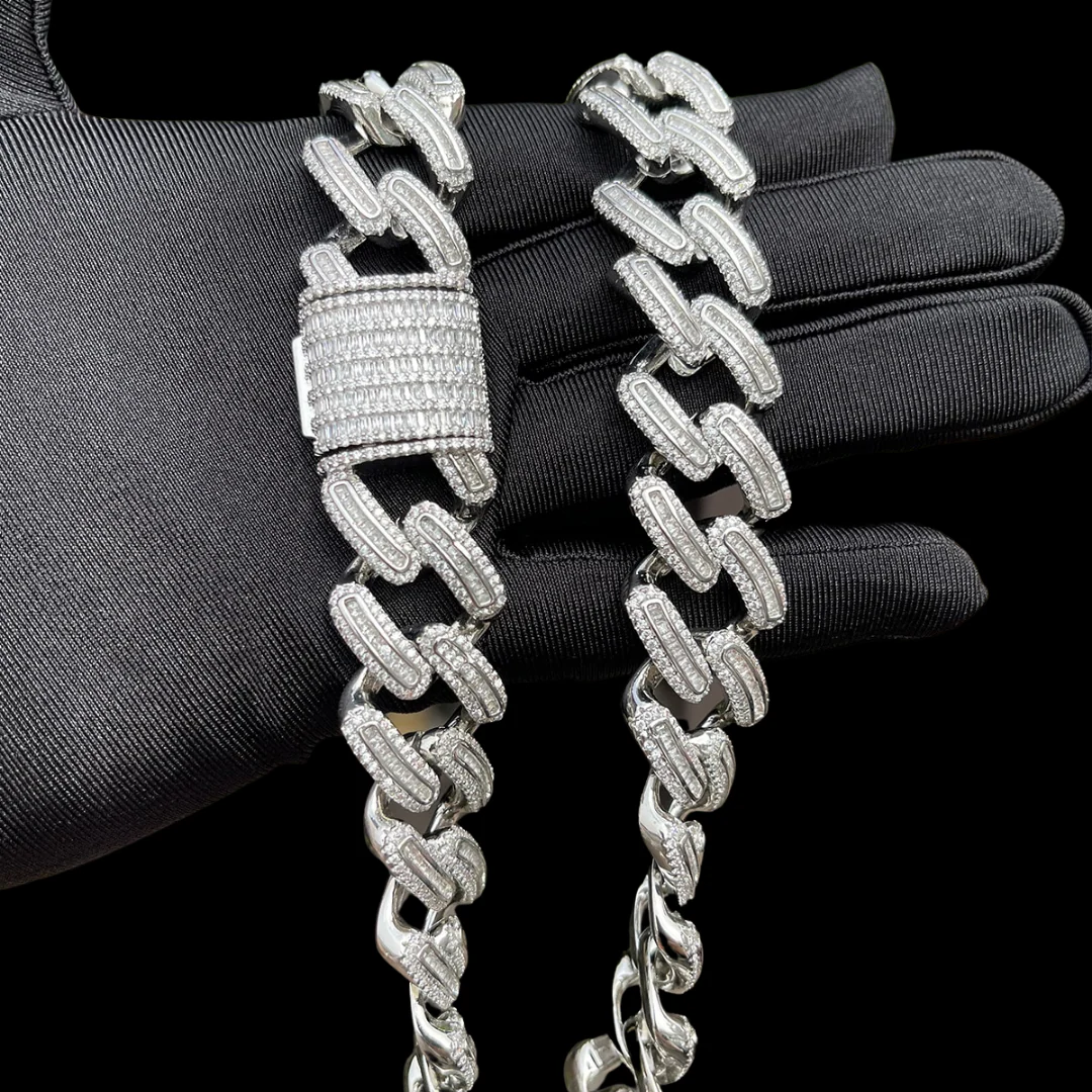 20MM Elegant Thin Setting Iced Out Diamond Necklace Chain - Image 3