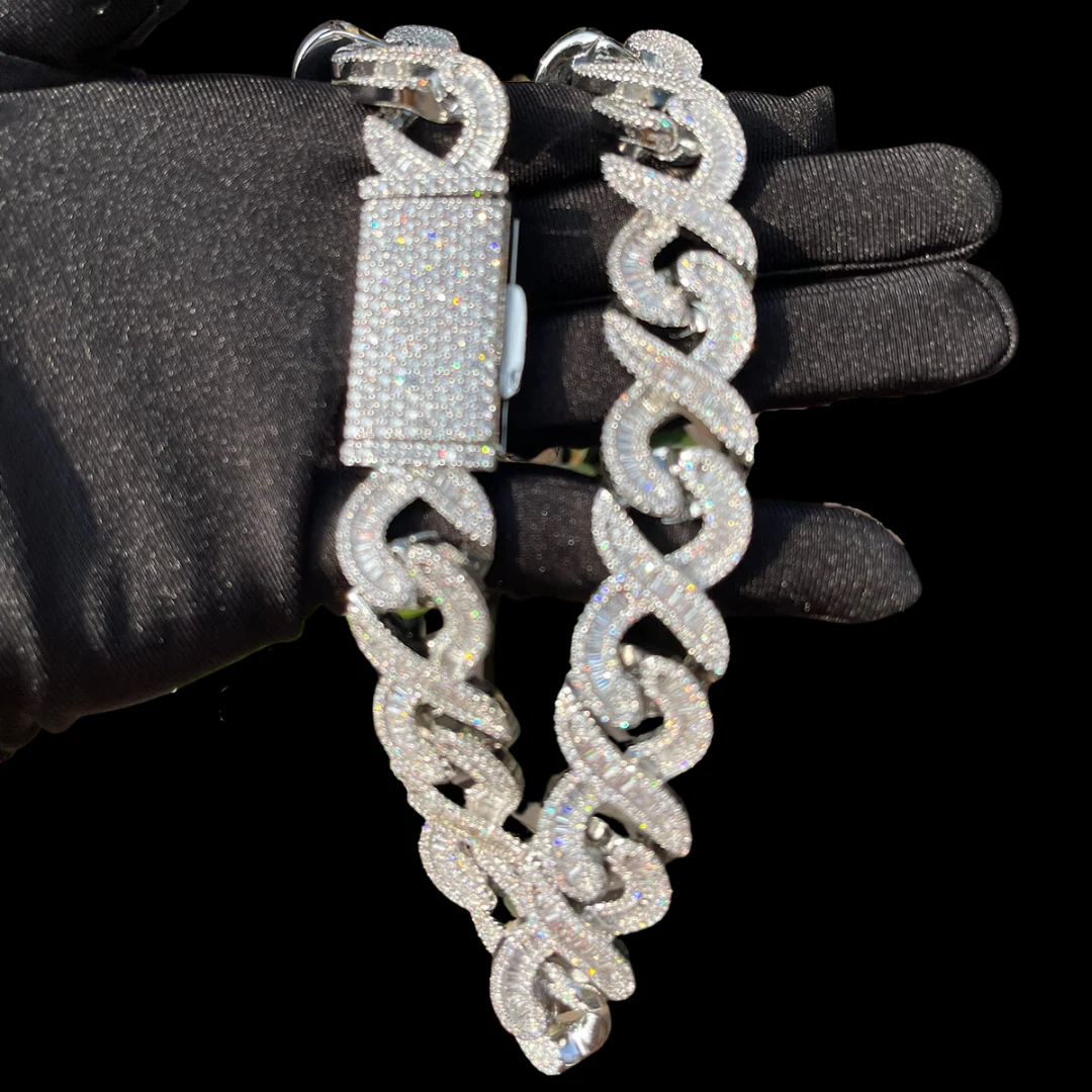 20MM Infinity Link Iced Out Diamond Necklace Bracelet Set - Image 10