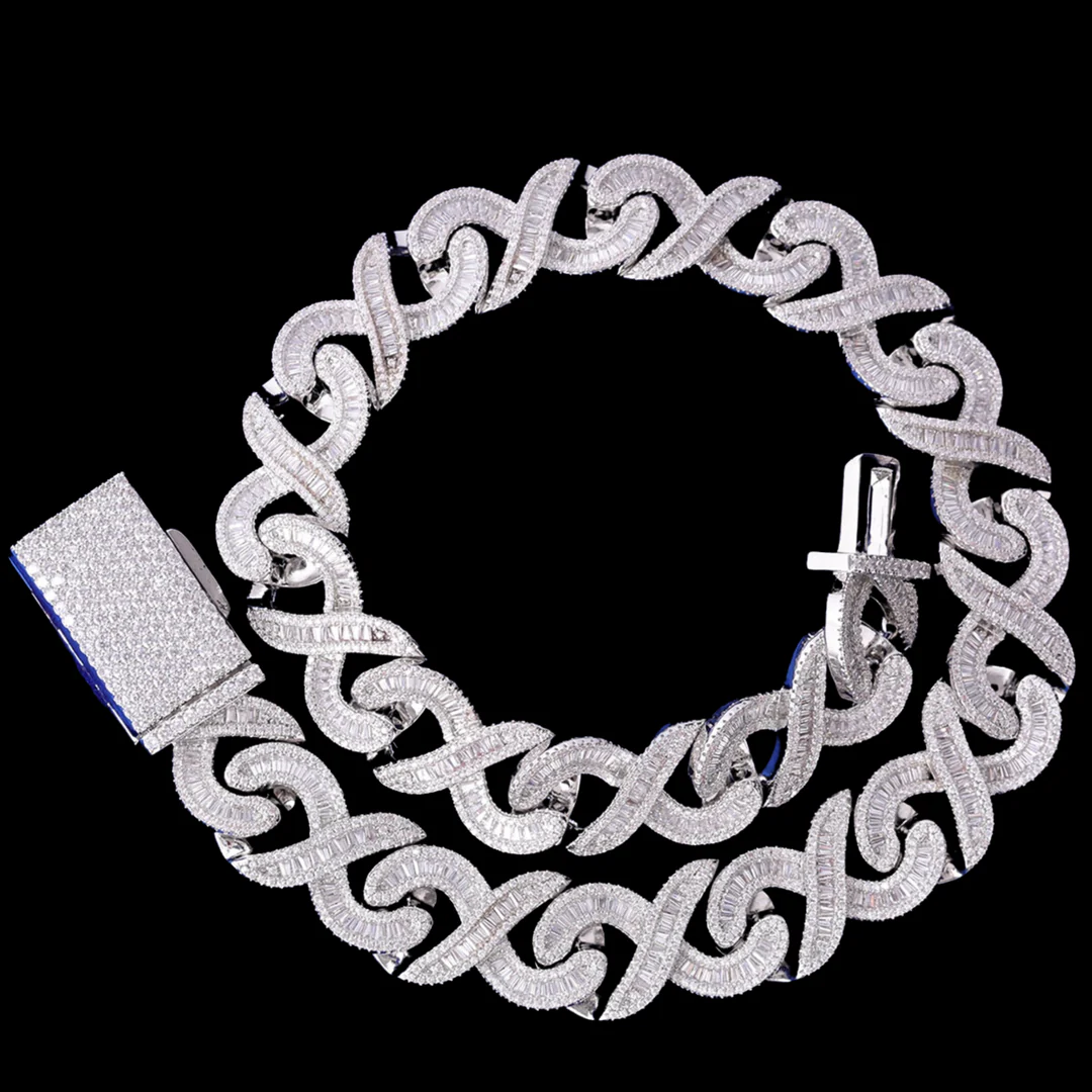 20MM Infinity Link Iced Out Diamond Necklace Bracelet Set - Image 2
