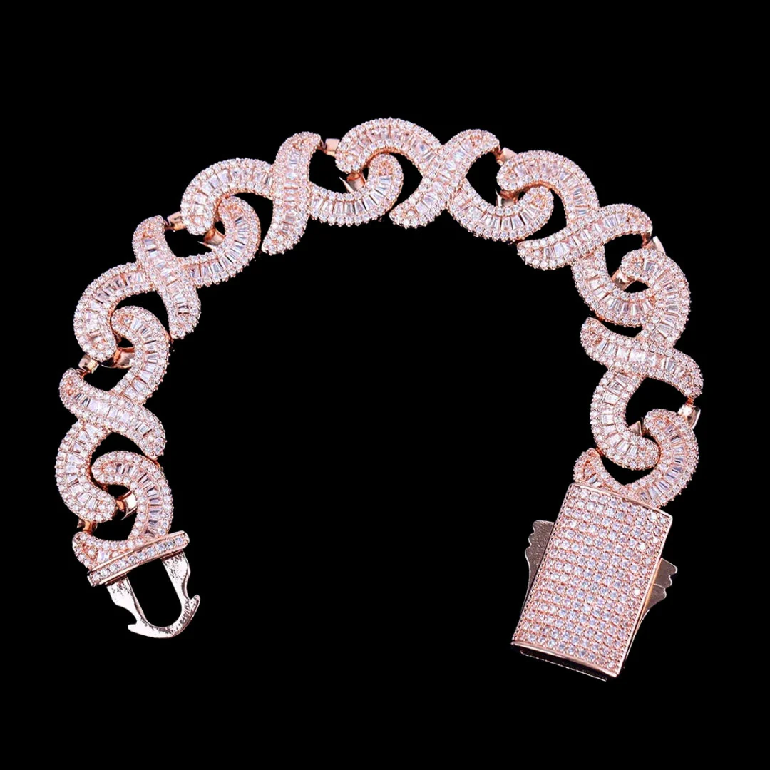 20MM Infinity Link Iced Out Diamond Necklace Bracelet Set - Image 5