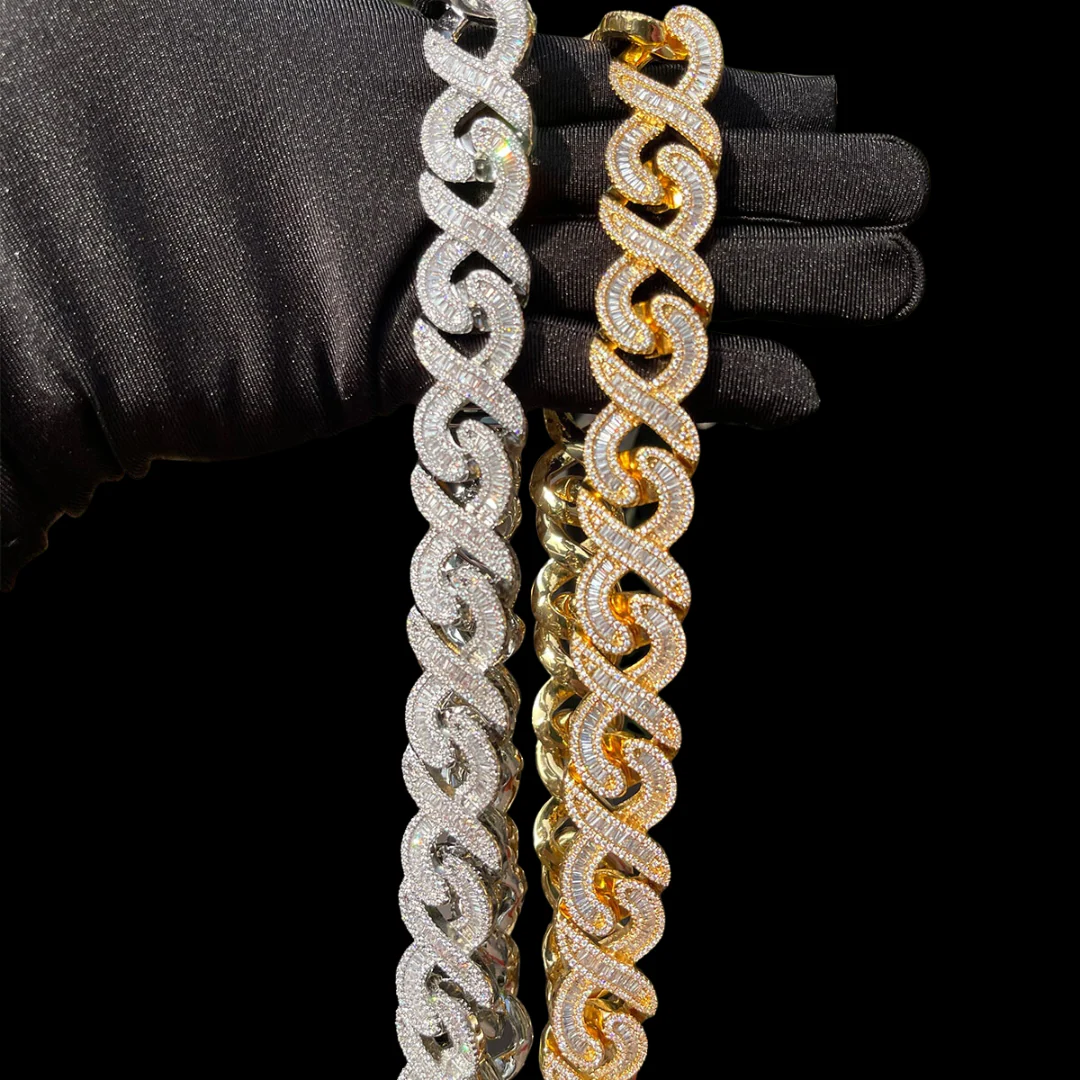20MM Infinity Link Iced Out Diamond Necklace Bracelet Set - Image 8