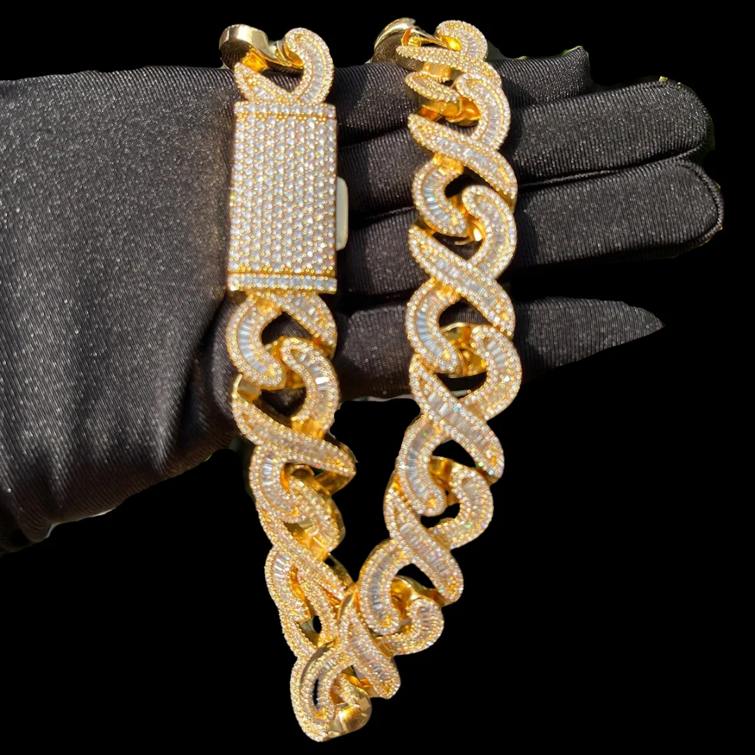 20MM Infinity Link Iced Out Diamond Necklace Chain - Image 3