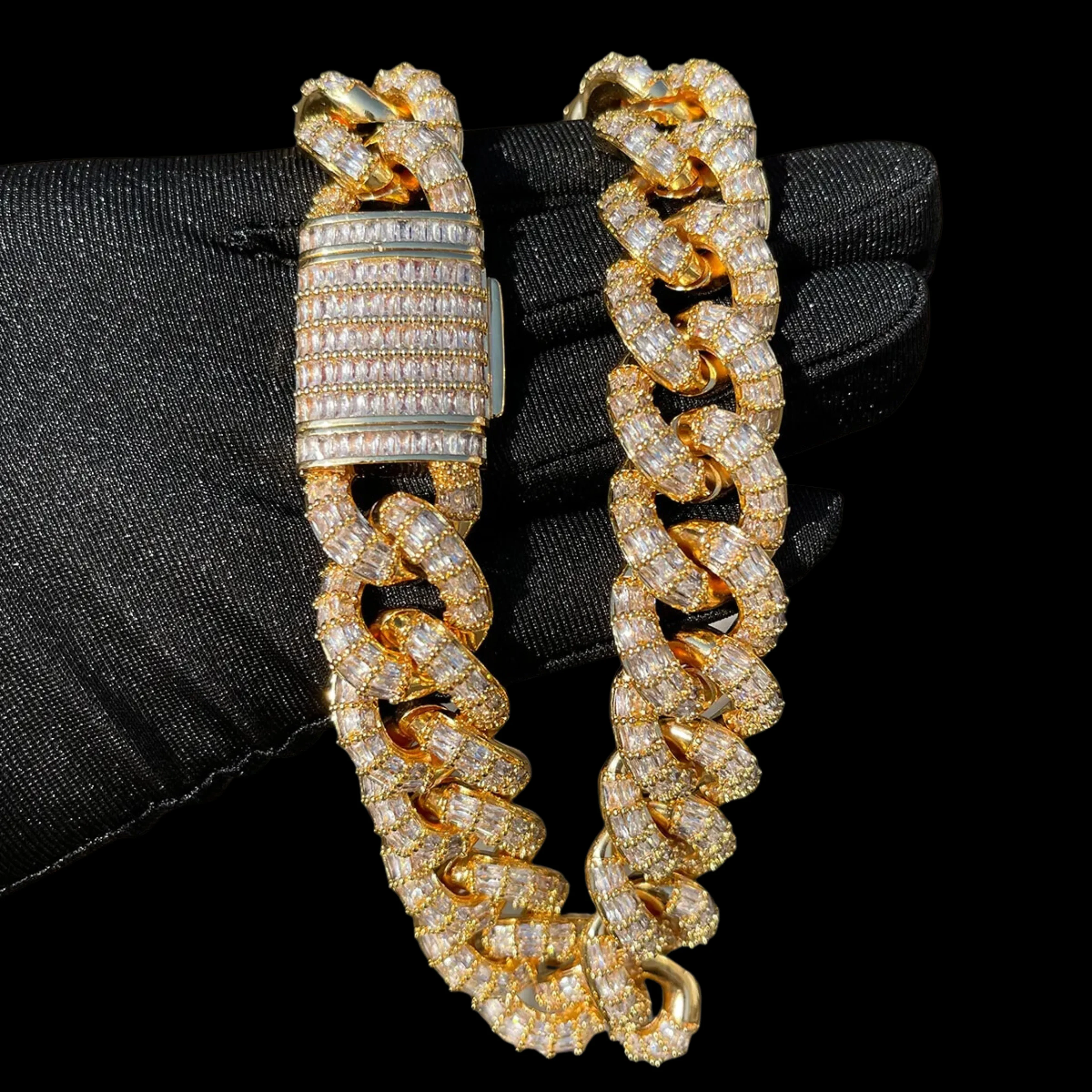 20MM Full Baguette Linked Iced Out Diamond Necklace Chain - Image 2