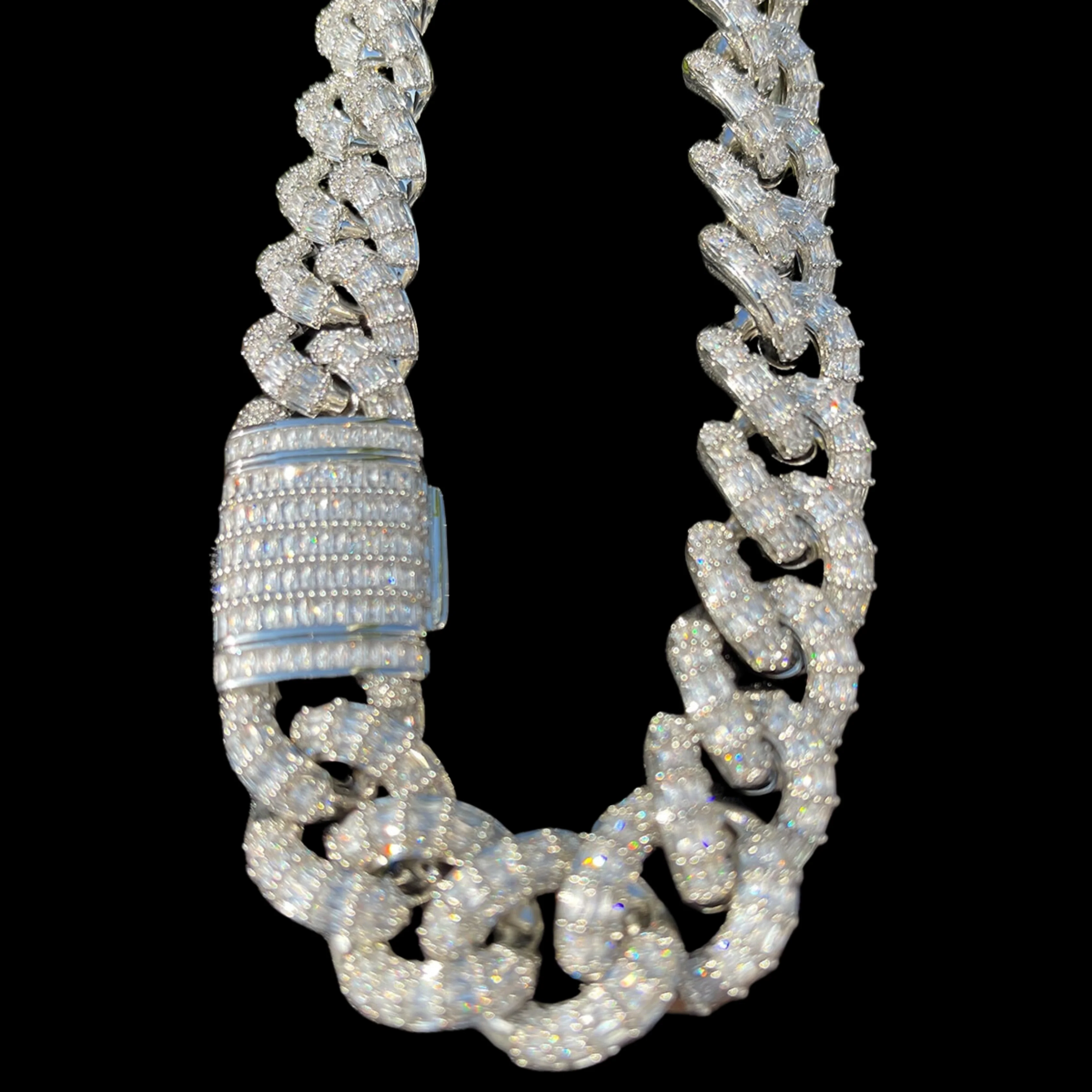 20MM Full Baguette Linked Iced Out Diamond Necklace Chain - Image 4