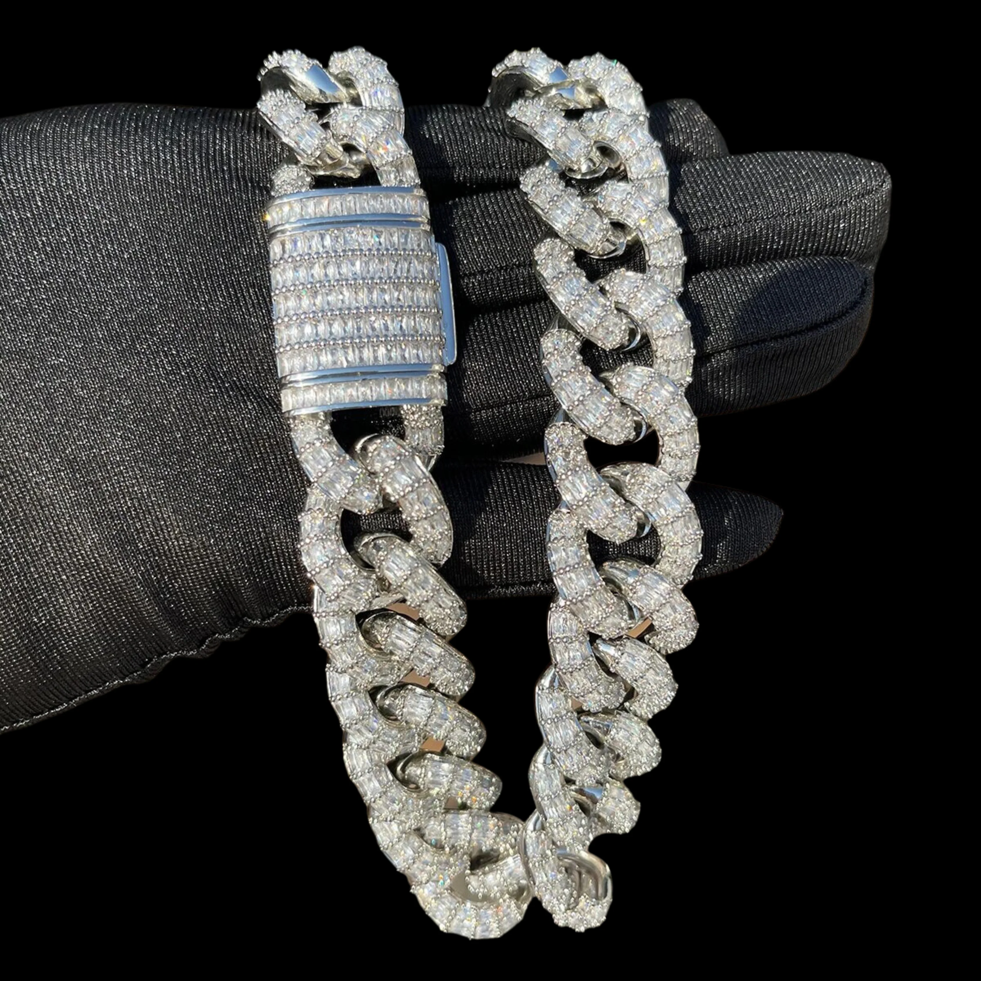 20MM Full Baguette Linked Iced Out Diamond Necklace Chain - Image 5