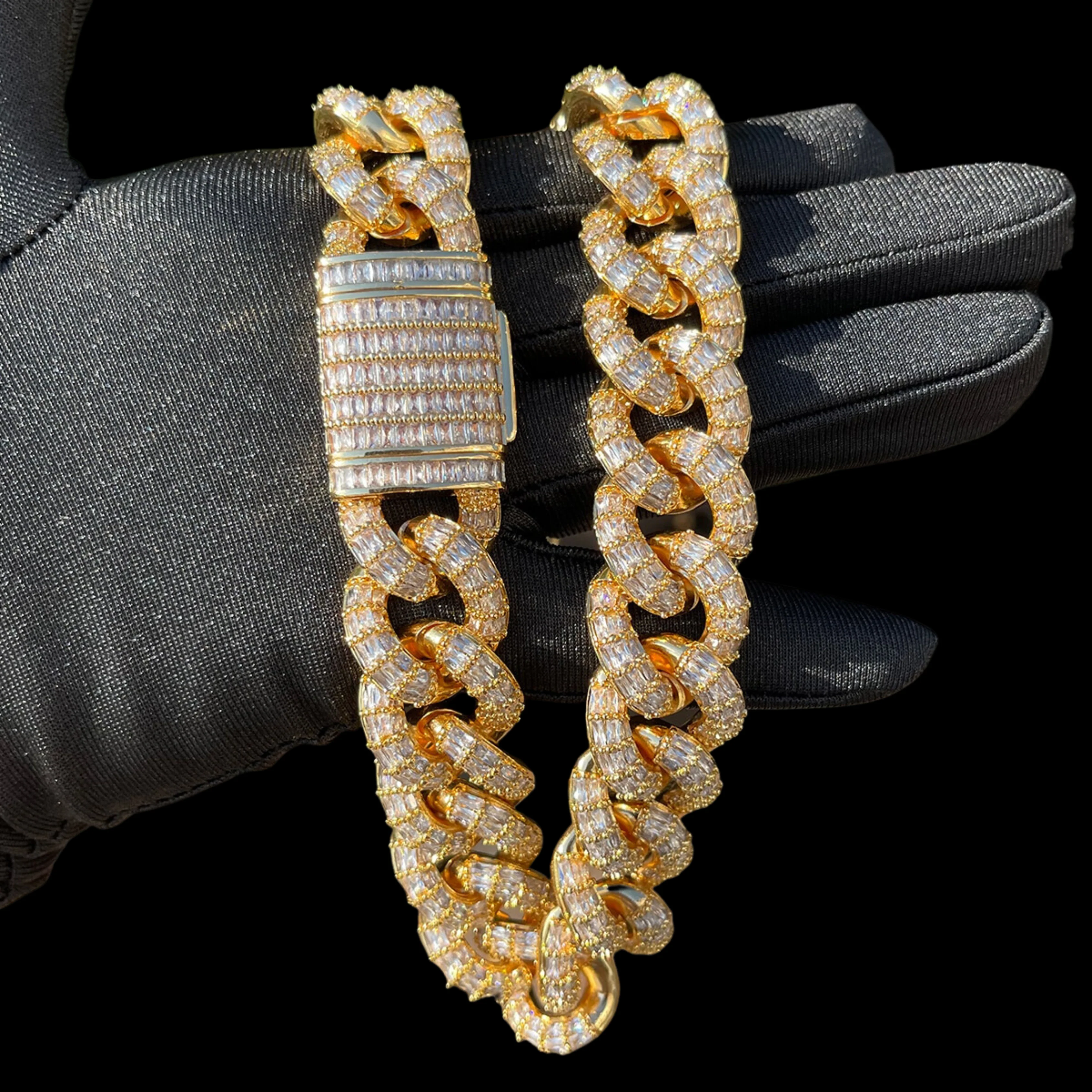 20MM Full Baguette Linked Iced Out Diamond Necklace Chain - Image 6