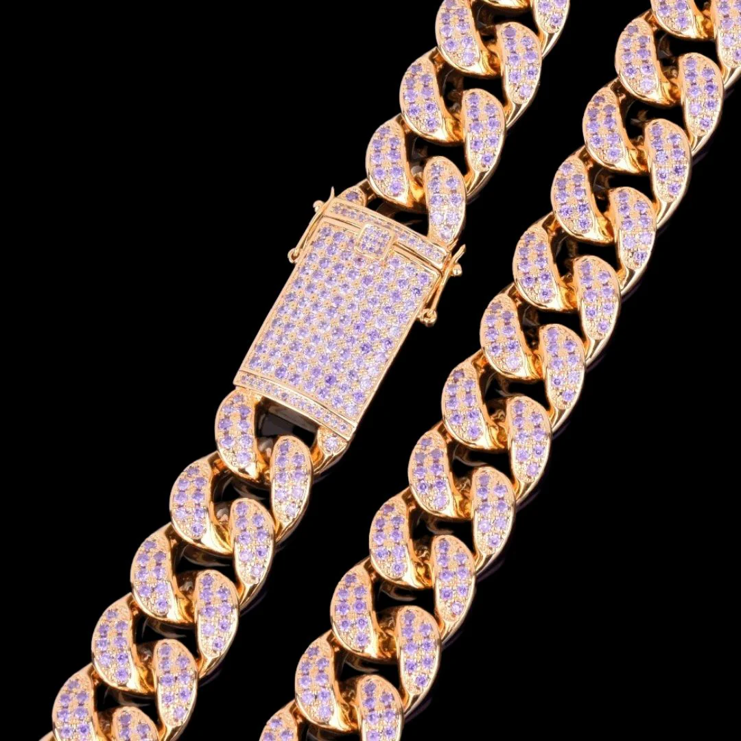 20MM Purple Stones Iced Out Diamond Necklace Chain - Image 5