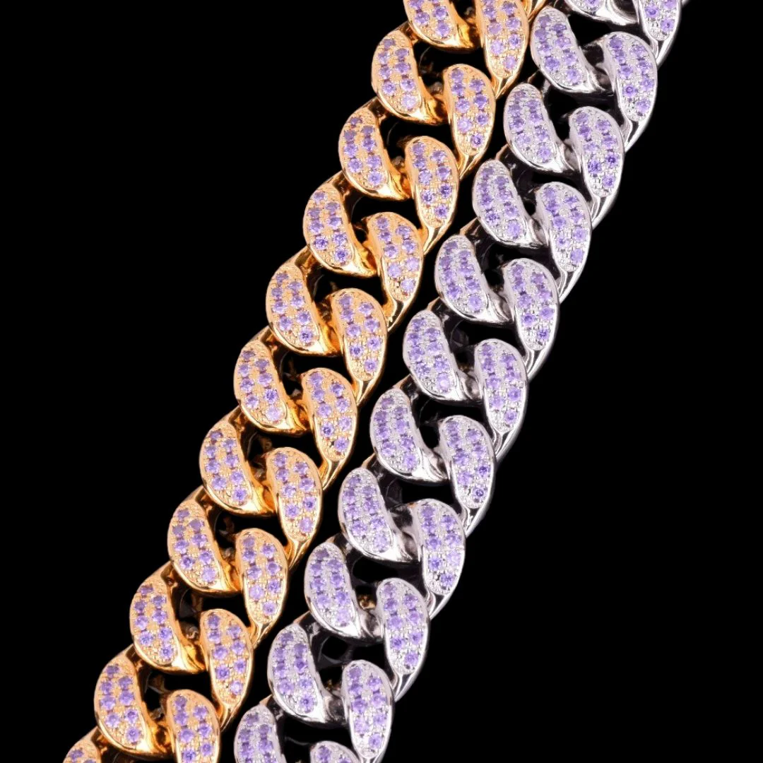 20MM Purple Stones Iced Out Diamond Necklace Chain - Image 6