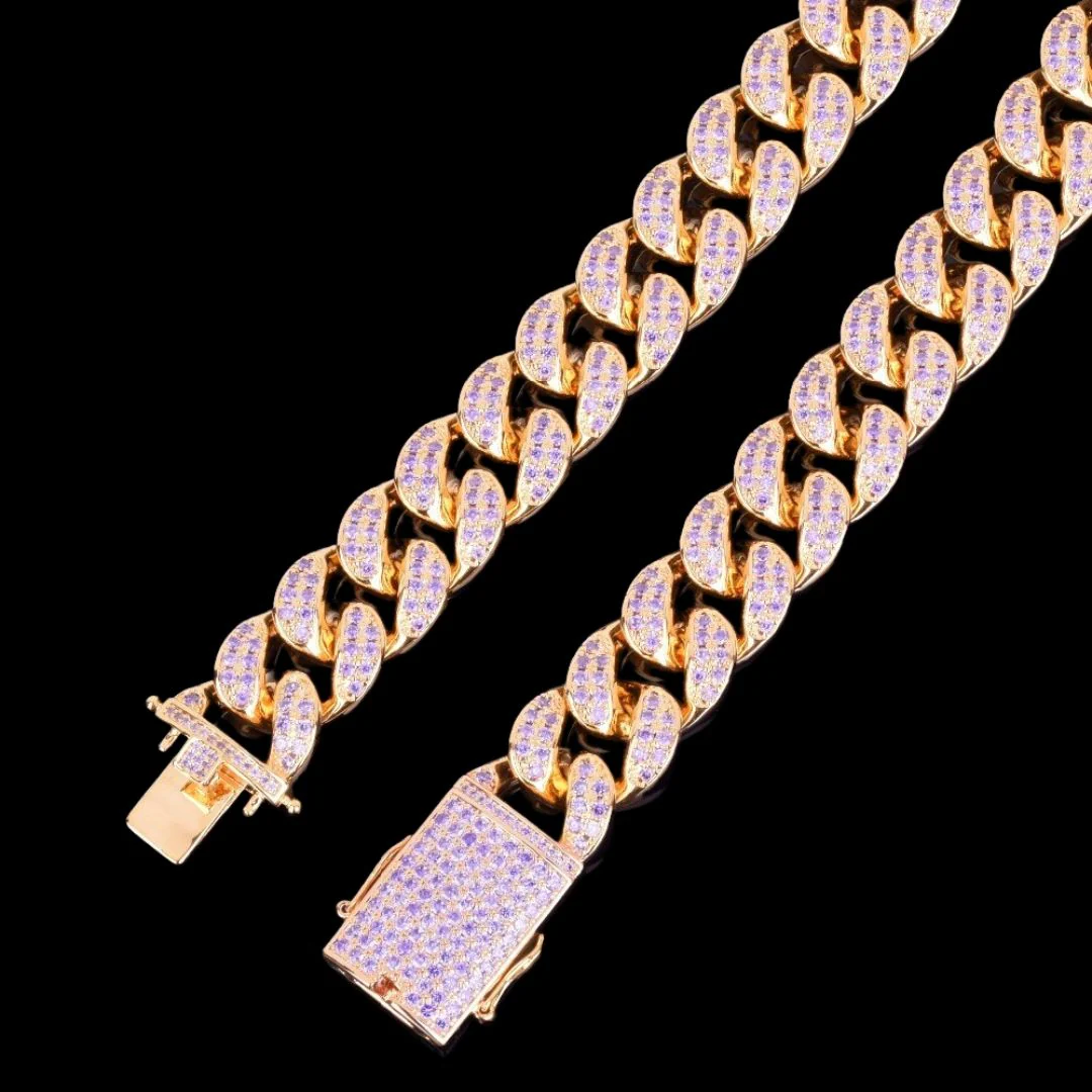 20MM Purple Stones Iced Out Diamond Necklace Chain - Image 7