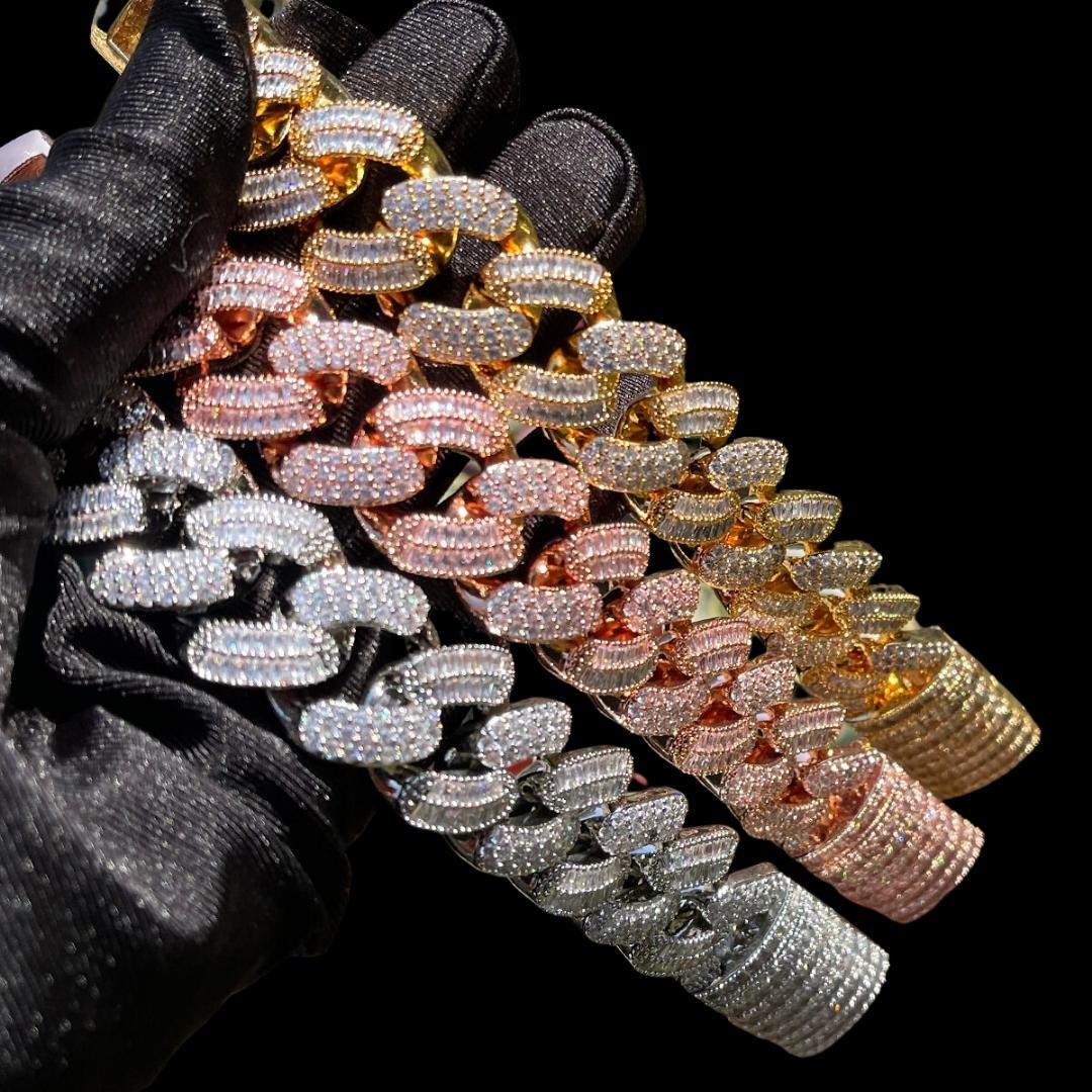 20MM Stones and Baguette Cuban Link Iced Out Diamond Necklace Bracelet Set - Image 12