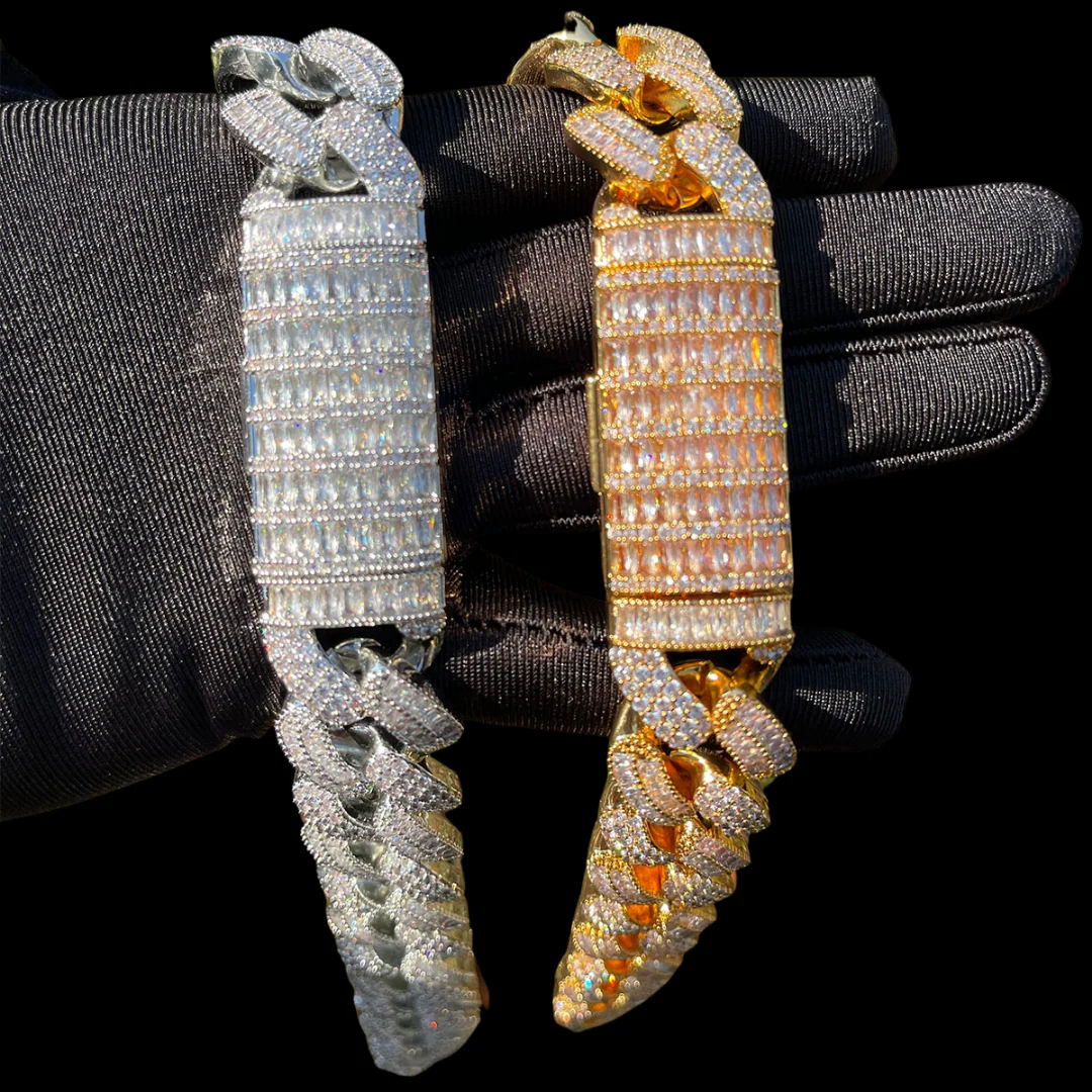 20MM Stones and Baguette Cuban Link Iced Out Diamond Necklace Chain - Image 4