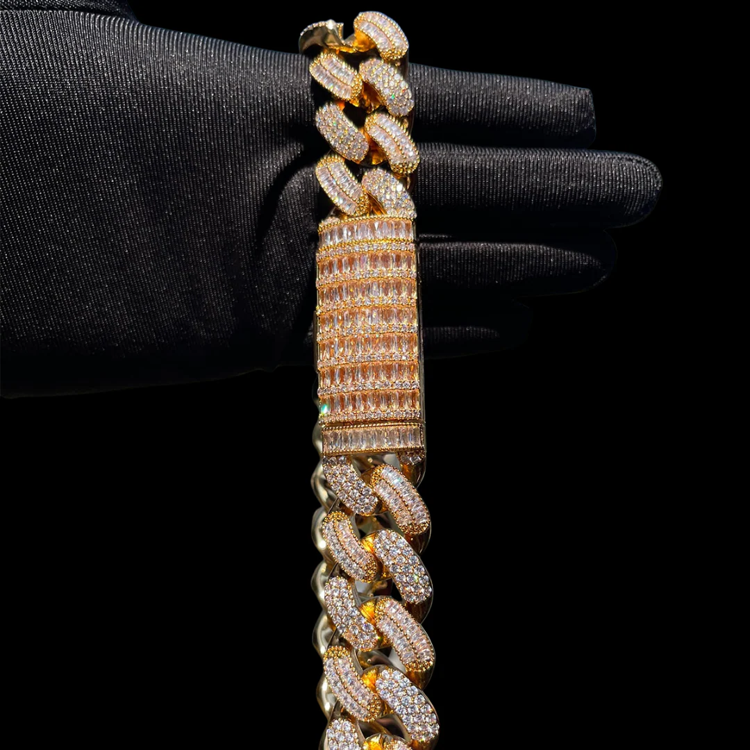 20MM Stones and Baguette Cuban Link Iced Out Diamond Necklace Chain - Image 8