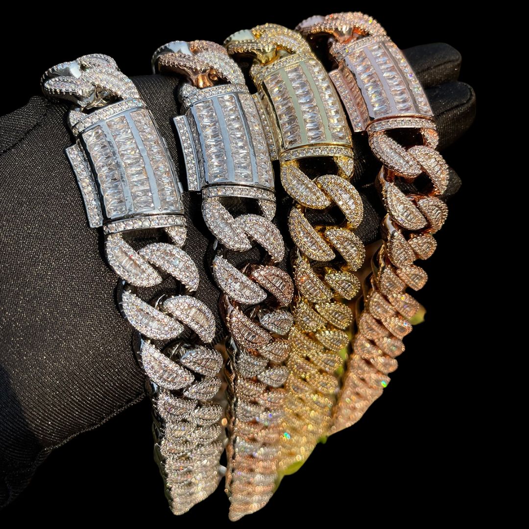 20MM Tennis-Baguette-Diamond Triple Edition Iced Out Diamond Necklace Chain - Image 3