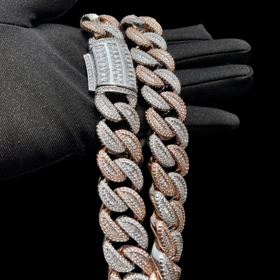 20MM Tennis-Baguette-Diamond Triple Edition Iced Out Diamond Necklace Chain - Image 5