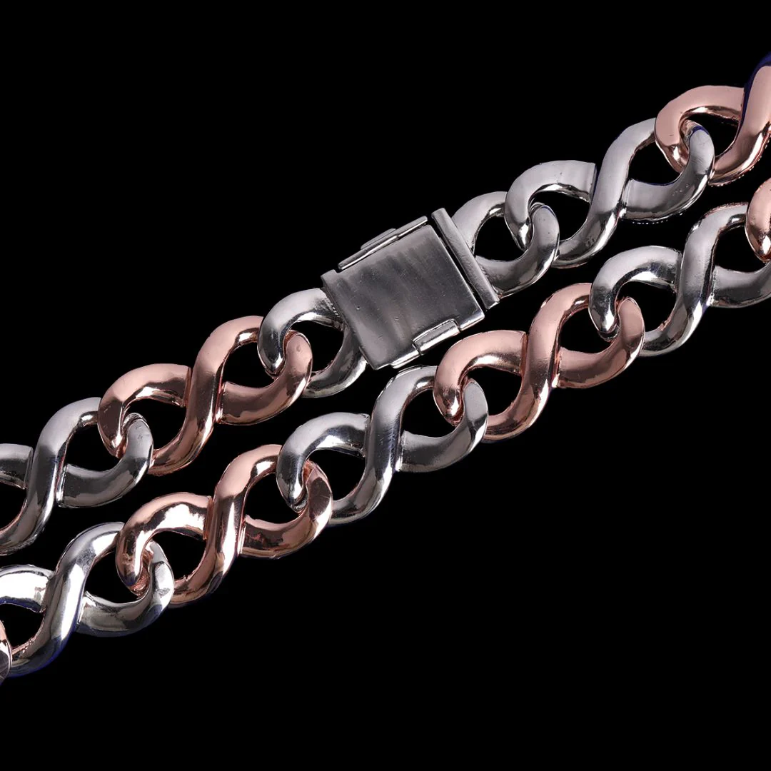 20MM Two Tone Infinity Iced Out Diamond Necklace Chain - Image 10